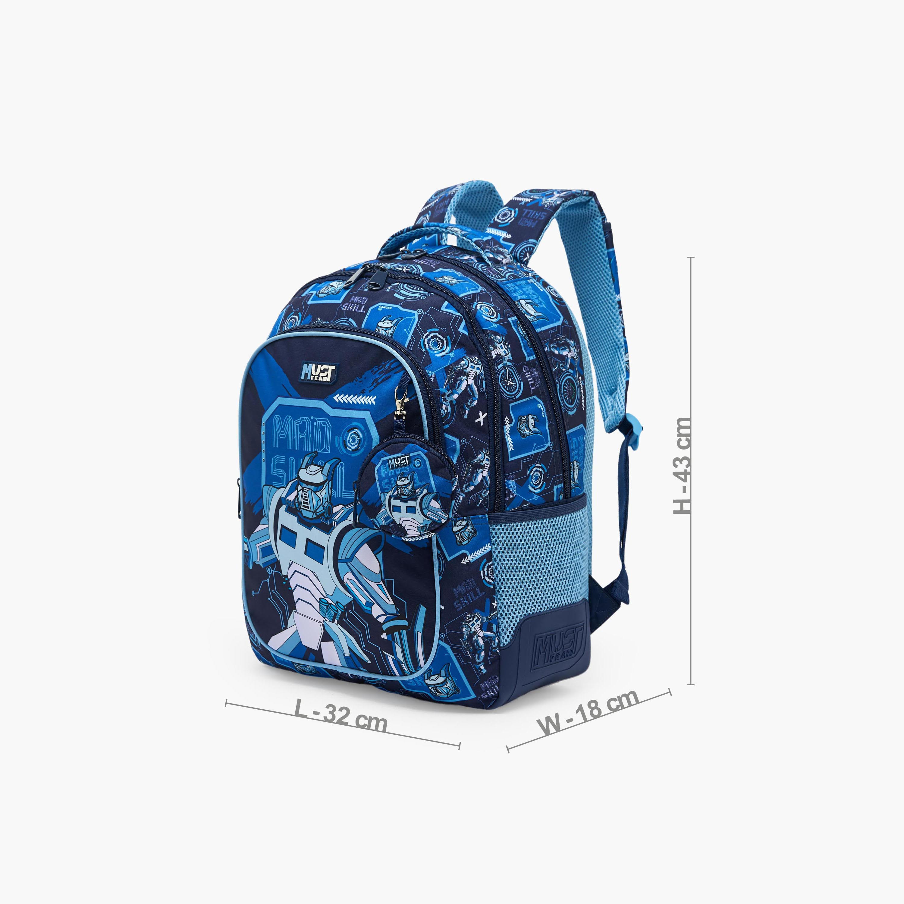 MustTeam Robot Print Backpack for Boys 5-8 Years with Padded Shoulder Straps - 17 inches-school-bagsandbackpacks-backpacks-image-9