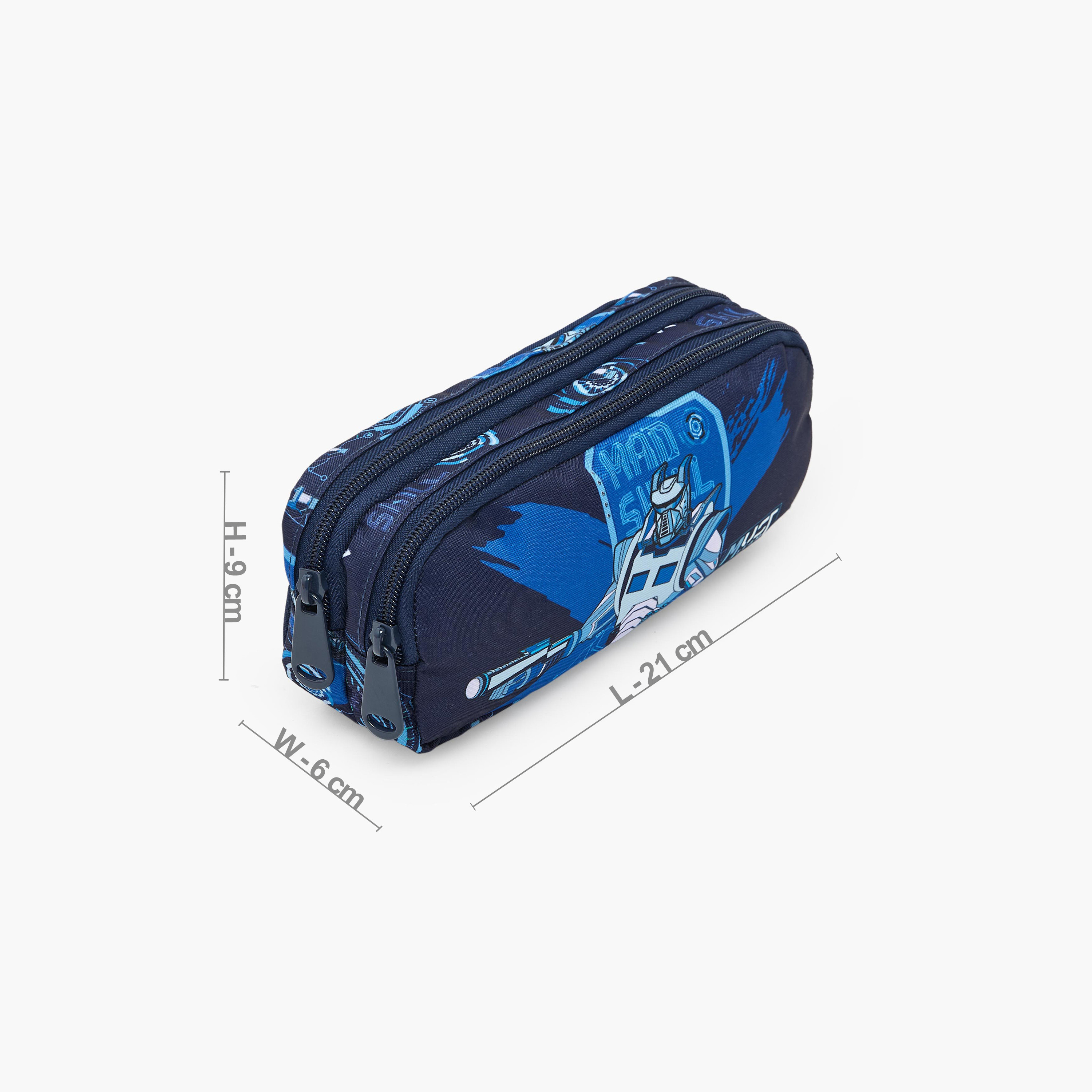 MustTeam Robot Print Pencil Pouch with 2 Compartments-school-stationery-pencilcases-image-4