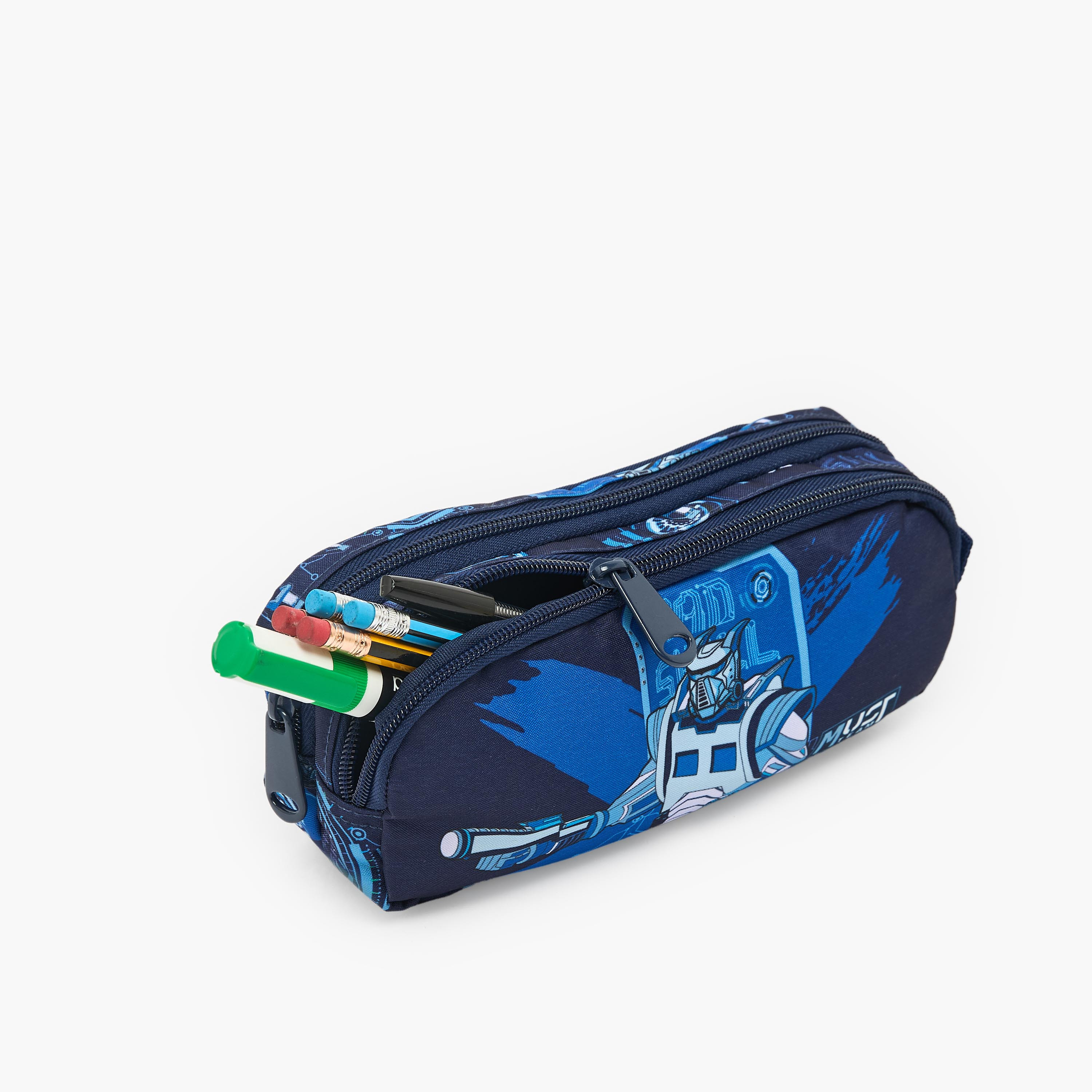MustTeam Robot Print Pencil Pouch with 2 Compartments-school-stationery-pencilcases-image-7