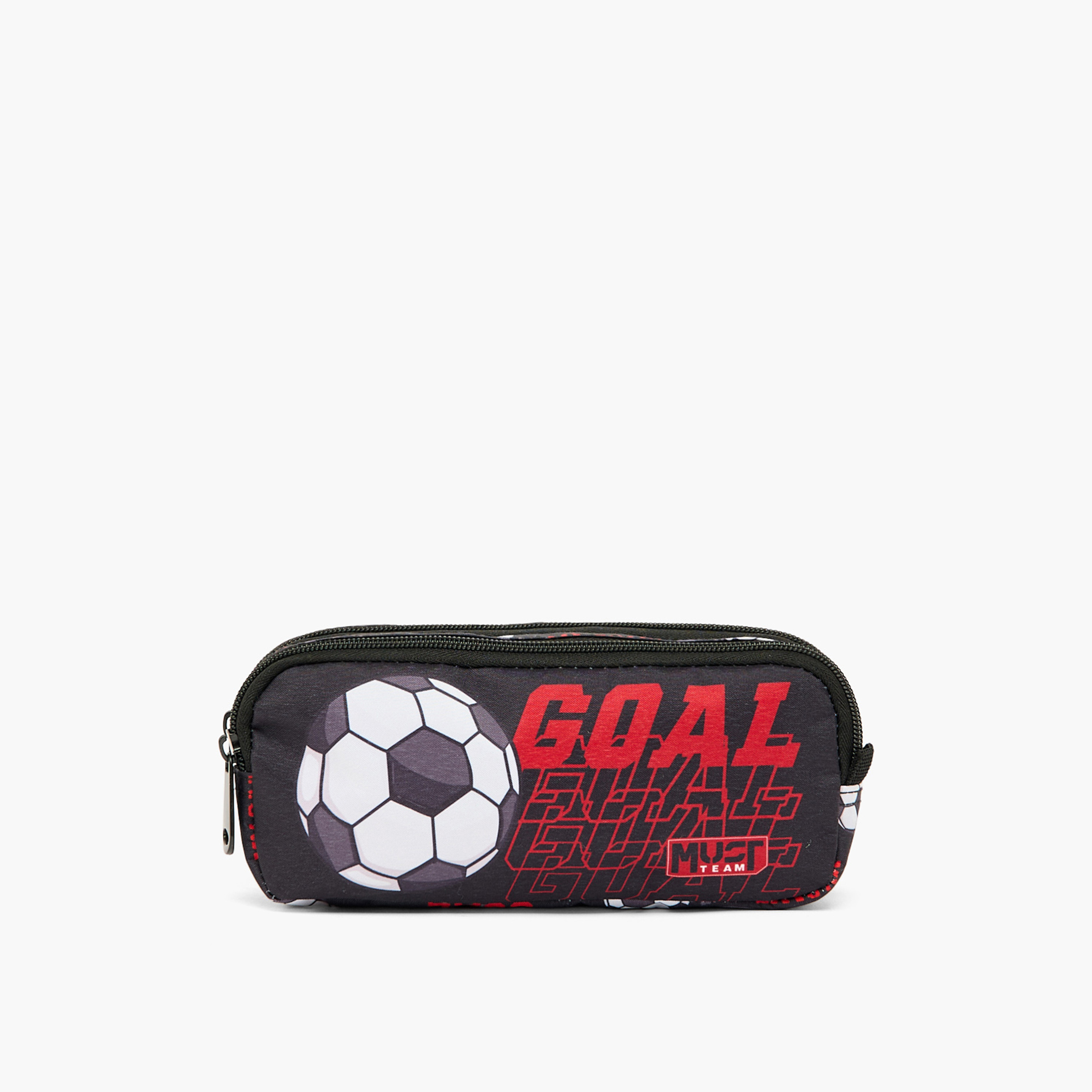 MustTeam Football Print Pencil Pouch with Two Compartment-school-stationery-pencilcases-image-1