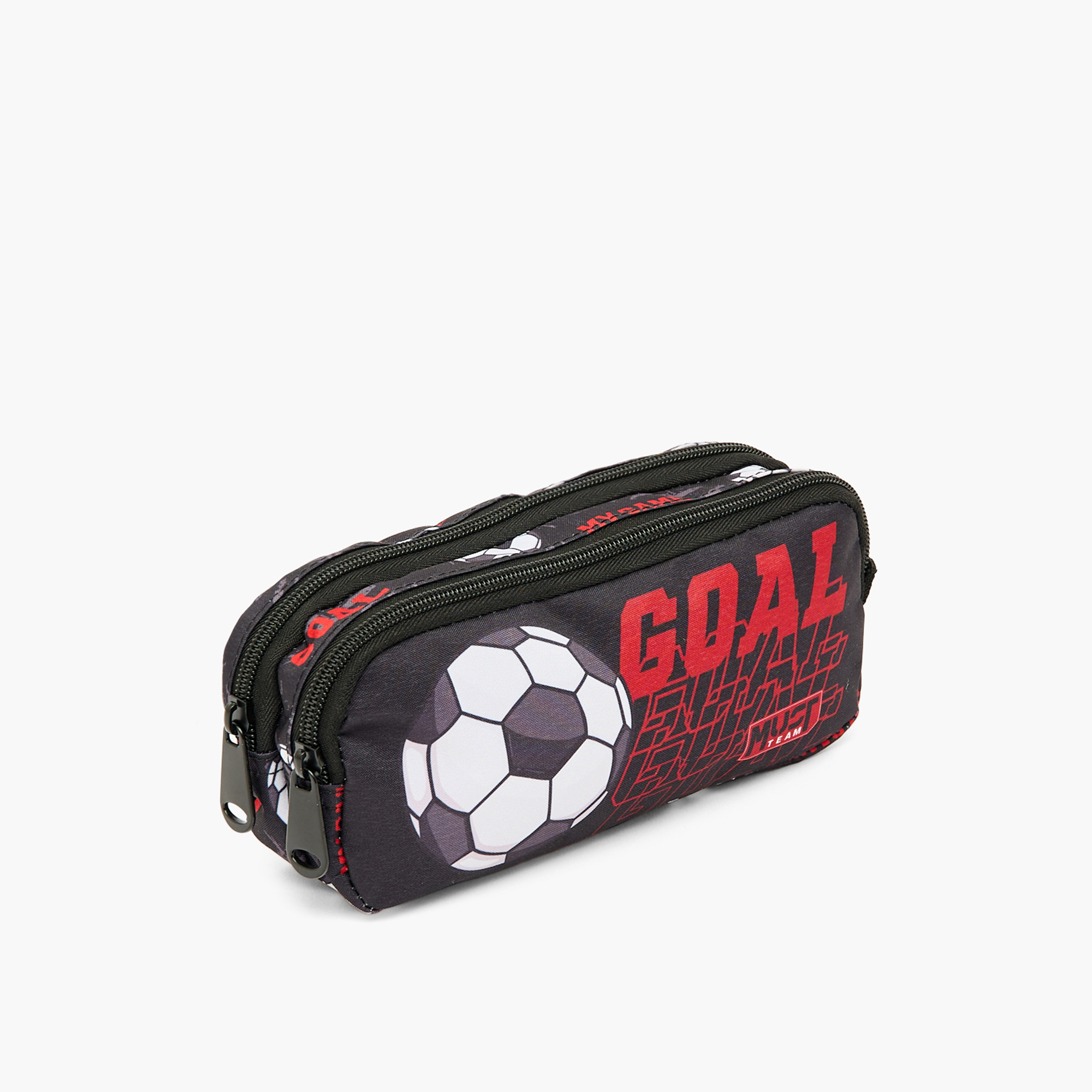 MustTeam Football Print Pencil Pouch with Two Compartment-school-stationery-pencilcases-image-2