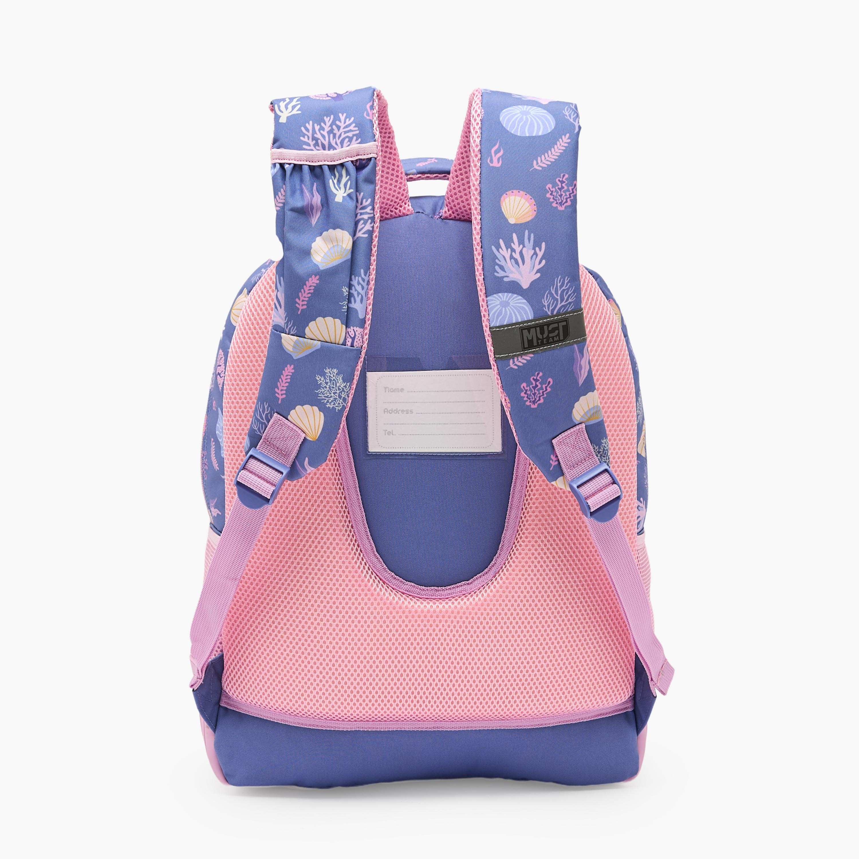 MustTeam Seashell Print Backpack for Girls 5-8 Years with Padded Shoulder Straps - 17 inches-school-bagsandbackpacks-backpacks-image-11