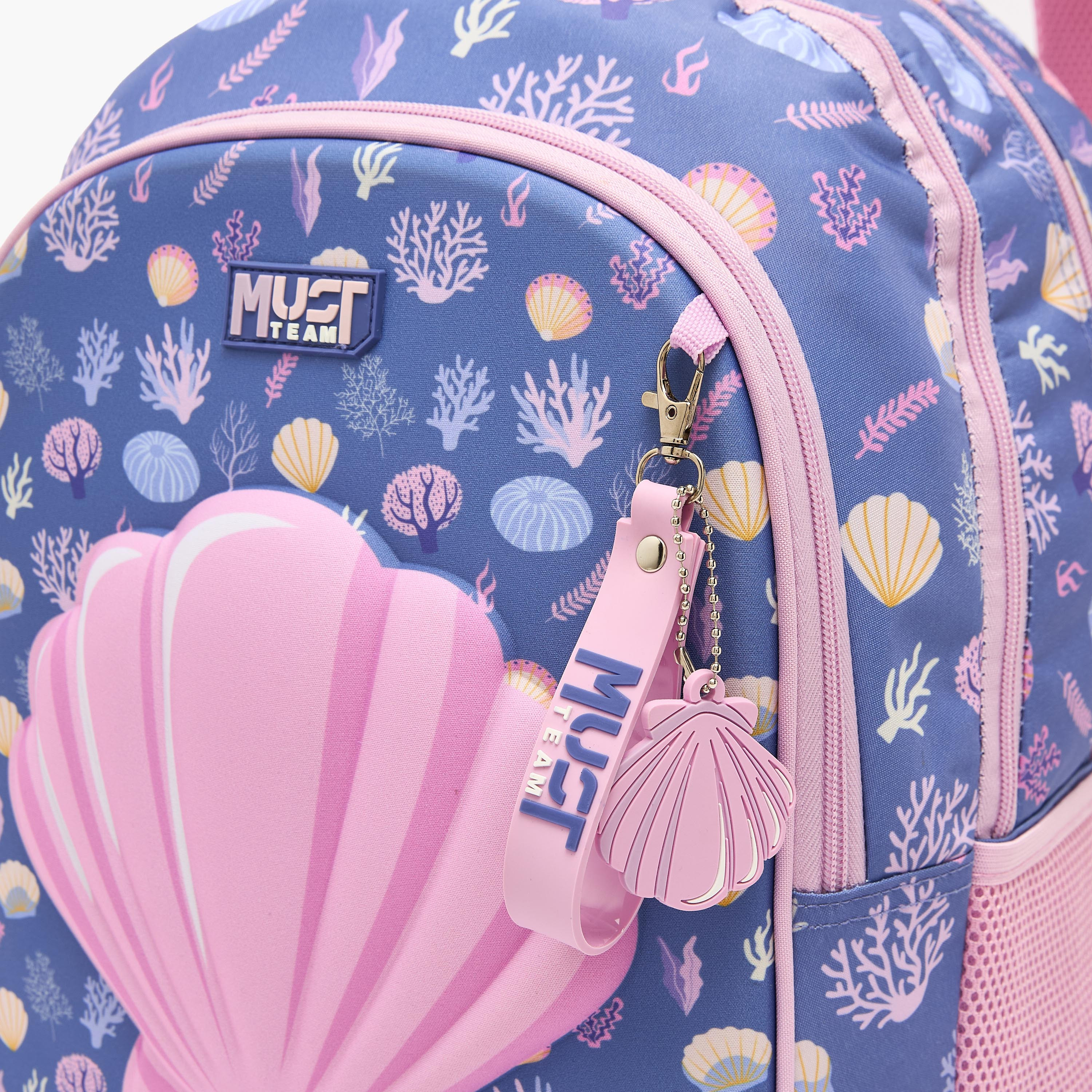 MustTeam Seashell Print Backpack for Girls 5-8 Years with Padded Shoulder Straps - 17 inches-school-bagsandbackpacks-backpacks-image-5