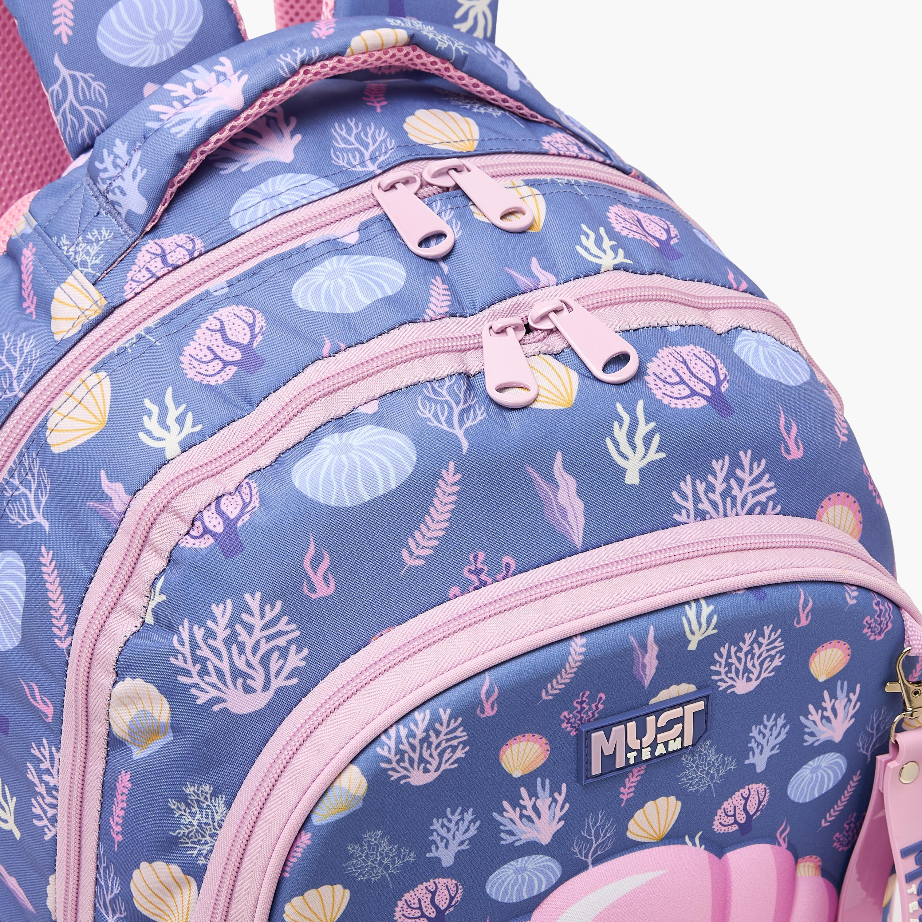 MustTeam Seashell Print Backpack for Girls 5-8 Years with Padded Shoulder Straps - 17 inches-school-bagsandbackpacks-backpacks-image-6