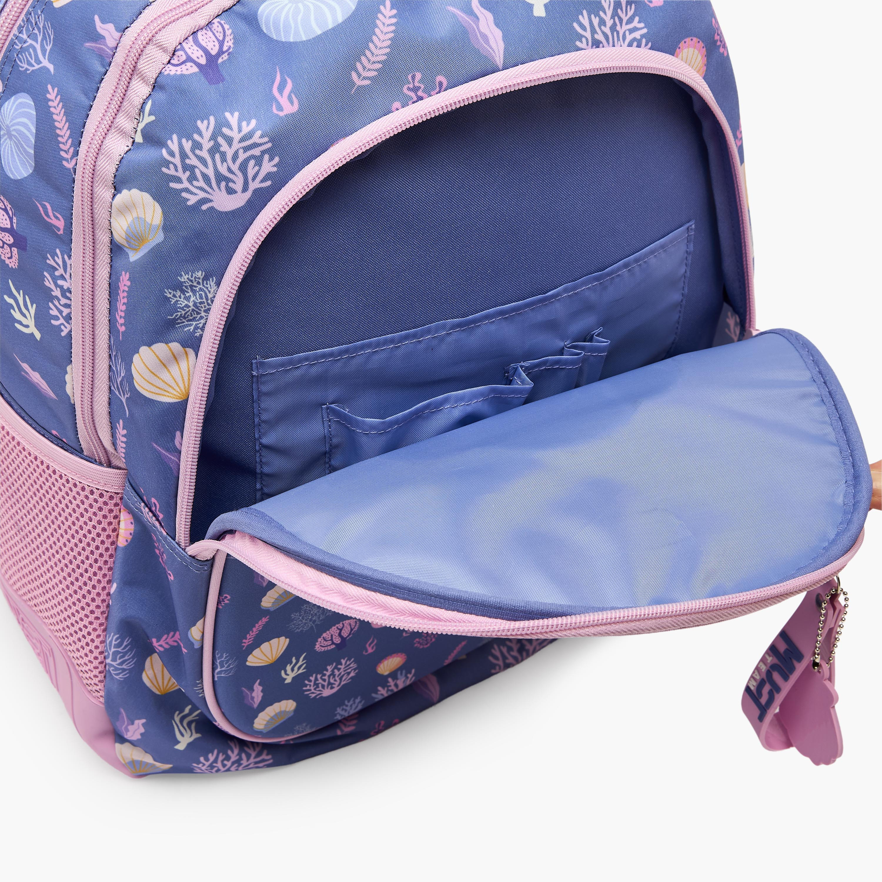 MustTeam Seashell Print Backpack for Girls 5-8 Years with Padded Shoulder Straps - 17 inches-school-bagsandbackpacks-backpacks-image-7