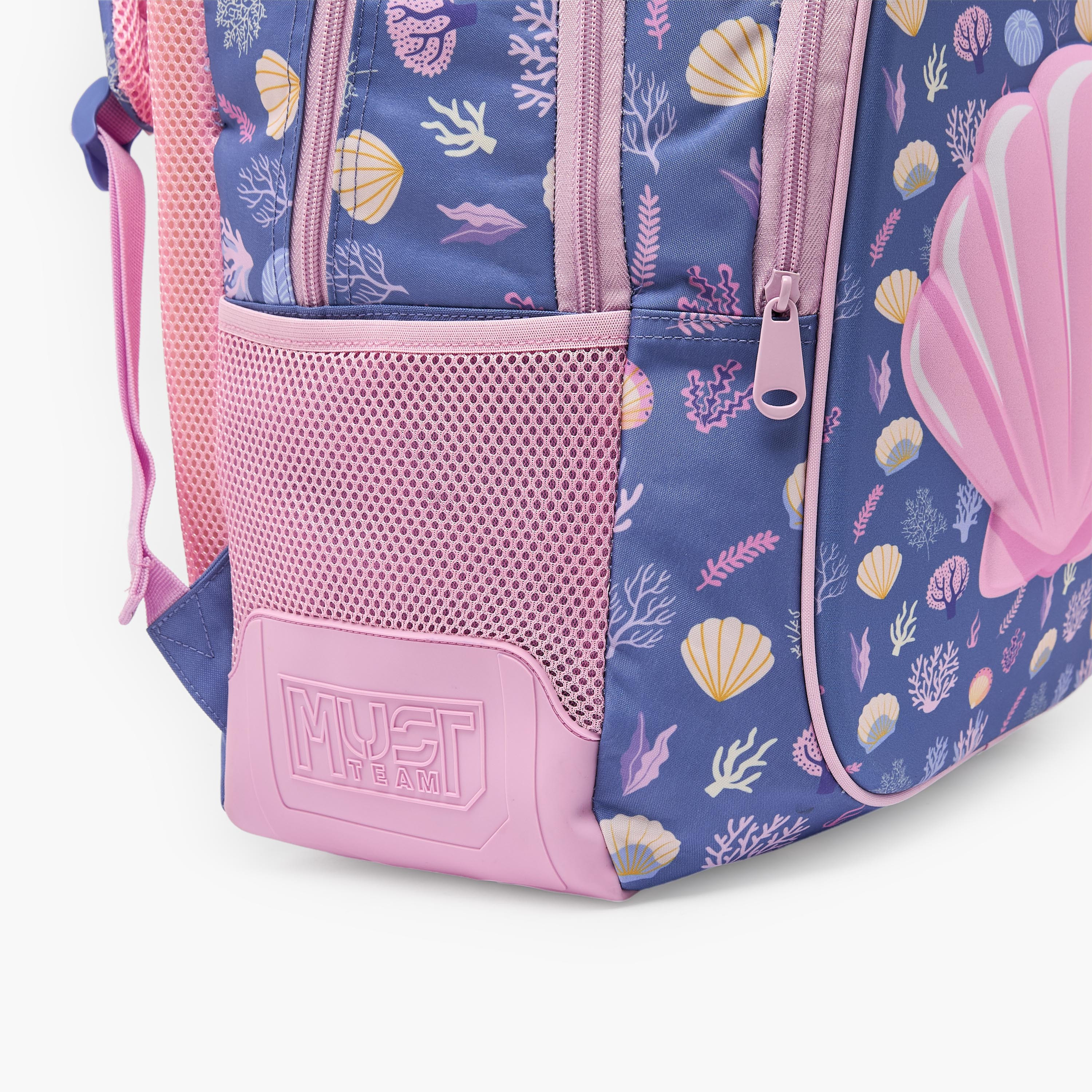 MustTeam Seashell Print Backpack for Girls 5-8 Years with Padded Shoulder Straps - 17 inches-school-bagsandbackpacks-backpacks-image-9