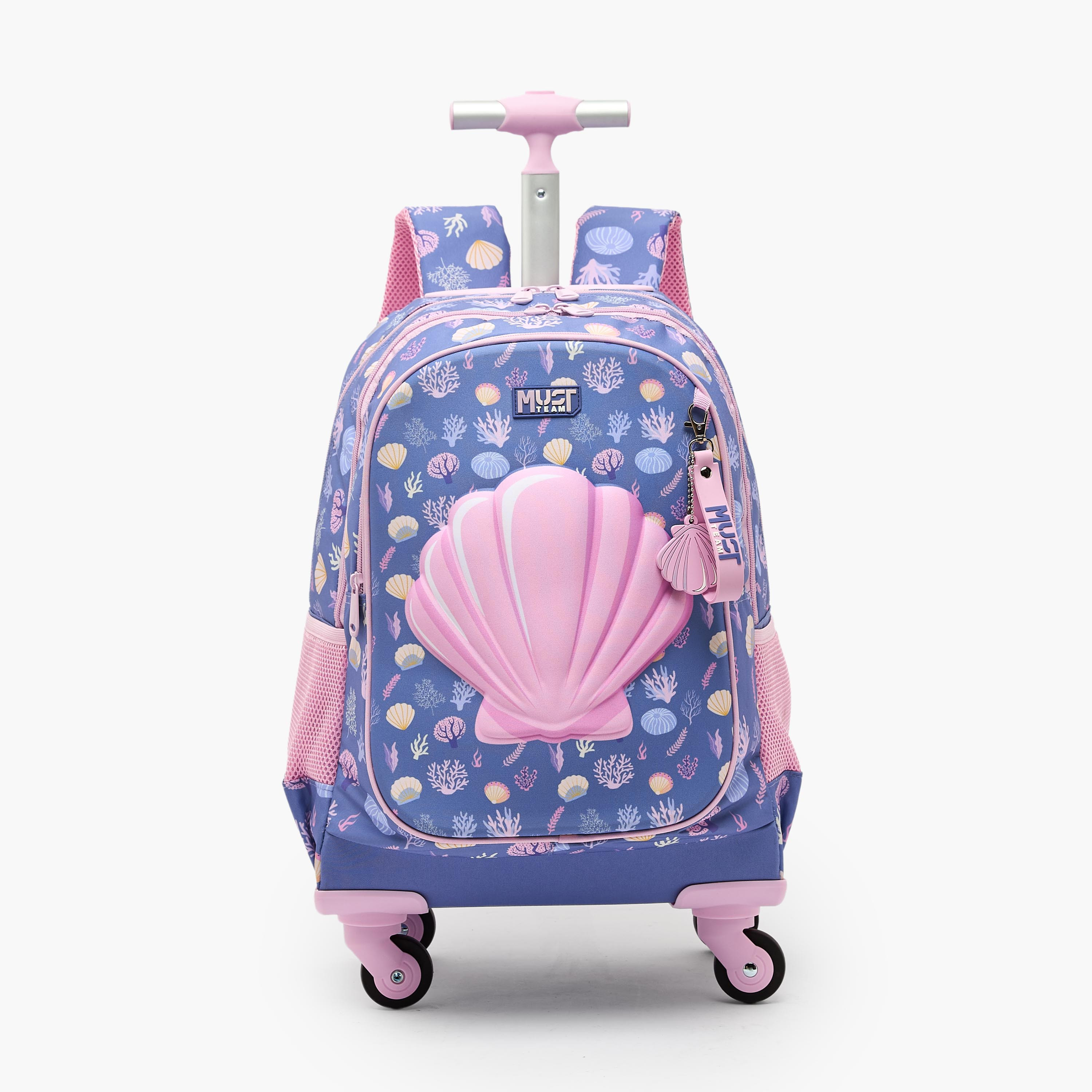 شنطة ظهر ترولي بمقبض قابل للسحب وطبعات للبنات بعمر 5-8 سنوات من ماست تيم - 17 بوصة-school-bagsandbackpacks-trolleybags-image-1