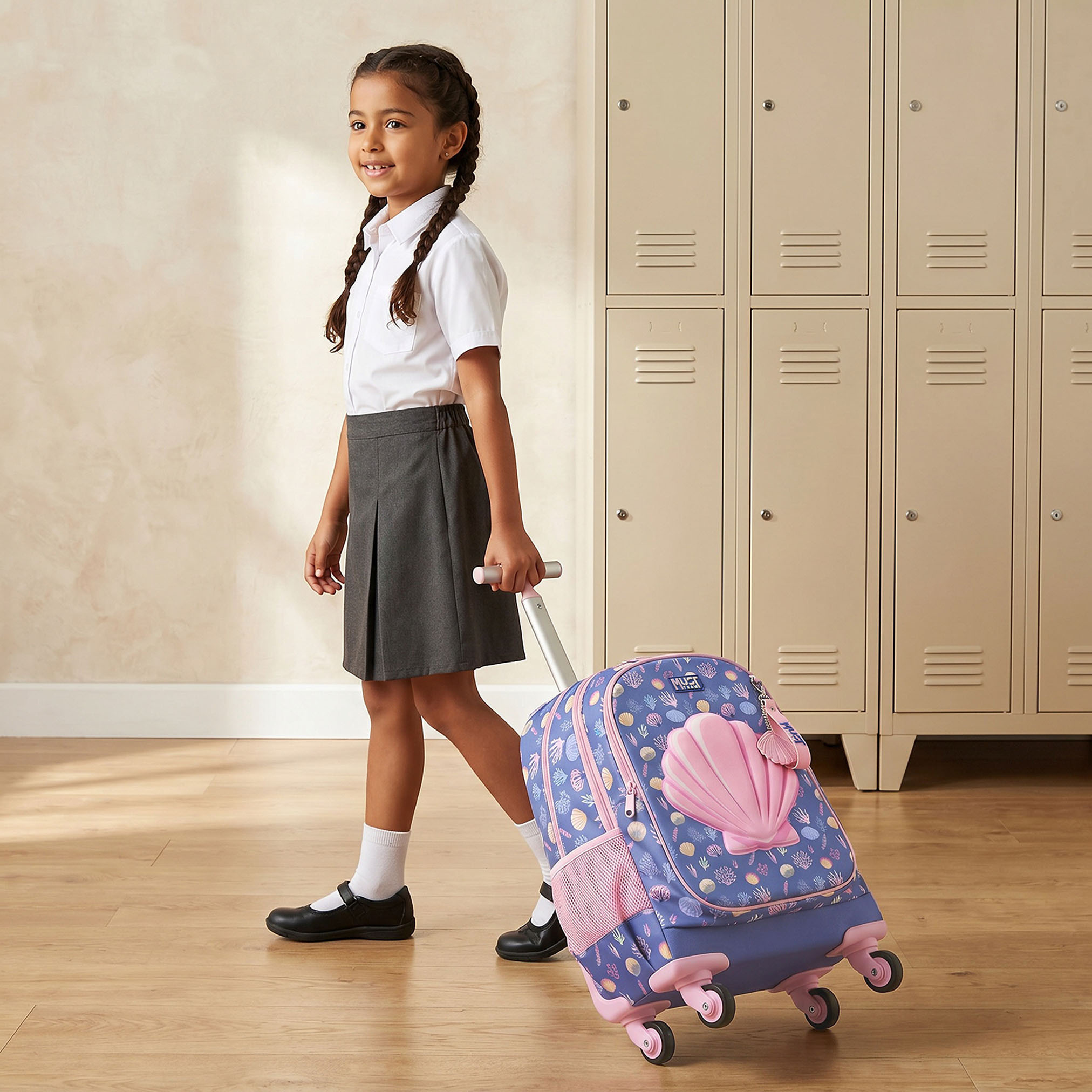 شنطة ظهر ترولي بمقبض قابل للسحب وطبعات للبنات بعمر 5-8 سنوات من ماست تيم - 17 بوصة-school-bagsandbackpacks-trolleybags-image-3