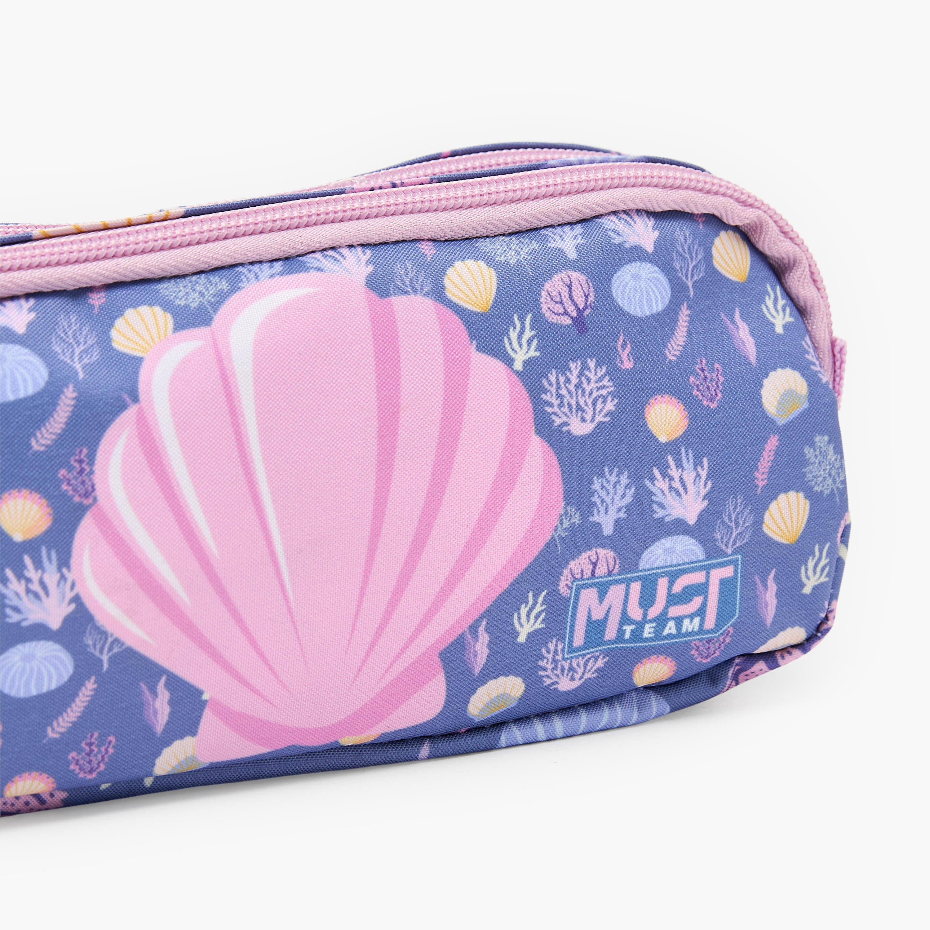 MustTeam Seashell Print Pencil Pouch with 2 Compartments-school-stationery-pencilcases-image-6