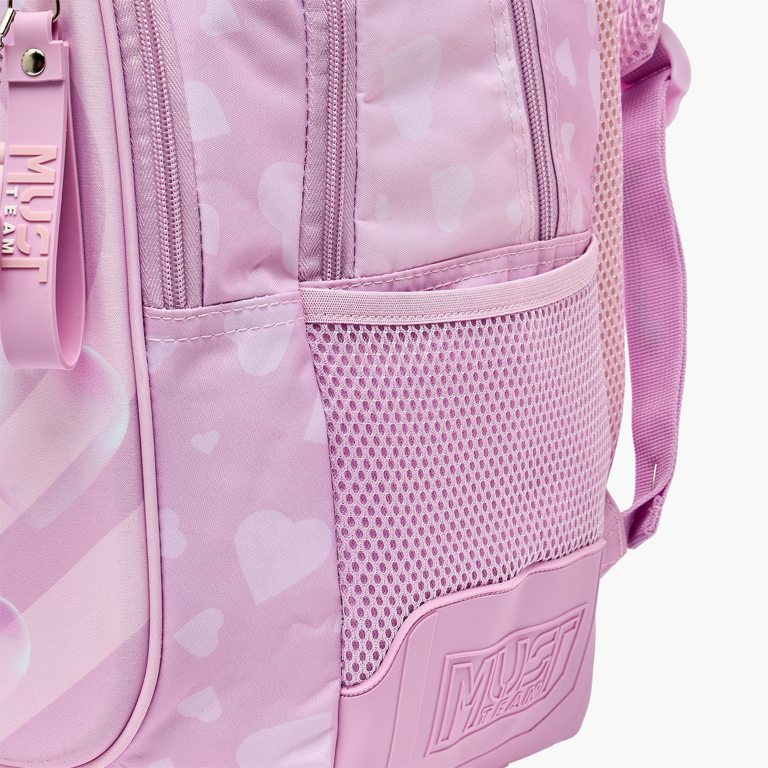 شنطة ظهر للبنات 5-8 سنوات بأحزمة كتف مبطنة وطبعات قلوب من مست تيم - 17 بوصة-school-bagsandbackpacks-backpacks-image-4