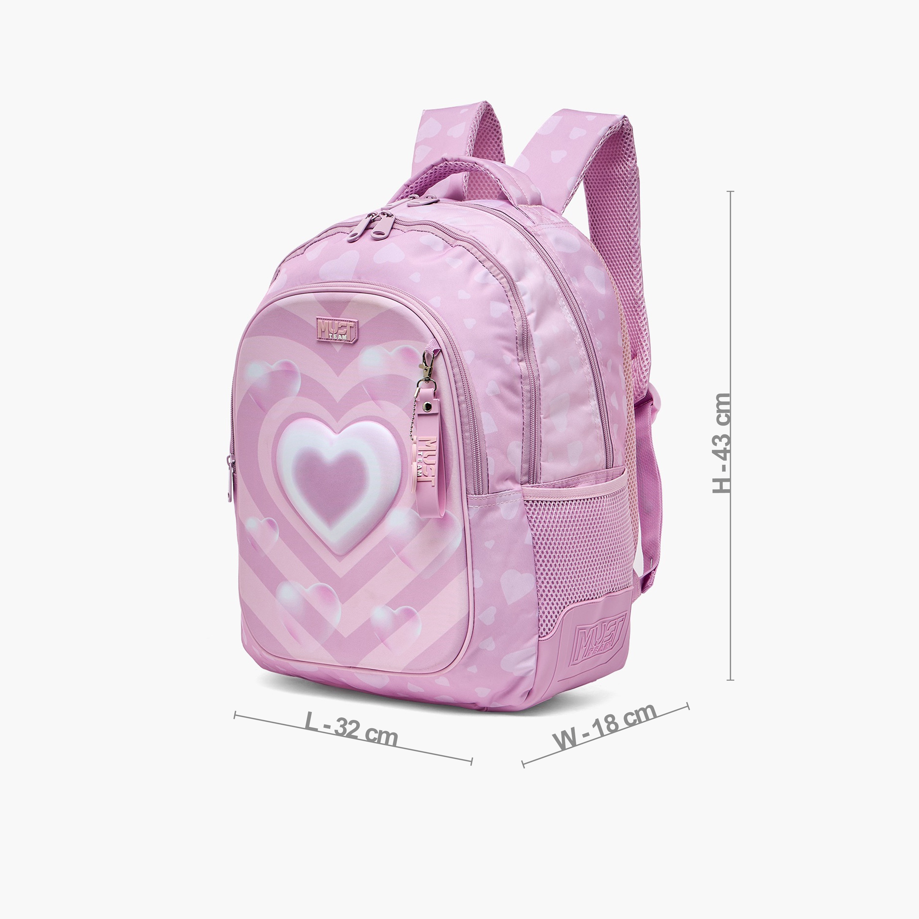 شنطة ظهر للبنات 5-8 سنوات بأحزمة كتف مبطنة وطبعات قلوب من مست تيم - 17 بوصة-school-bagsandbackpacks-backpacks-image-8