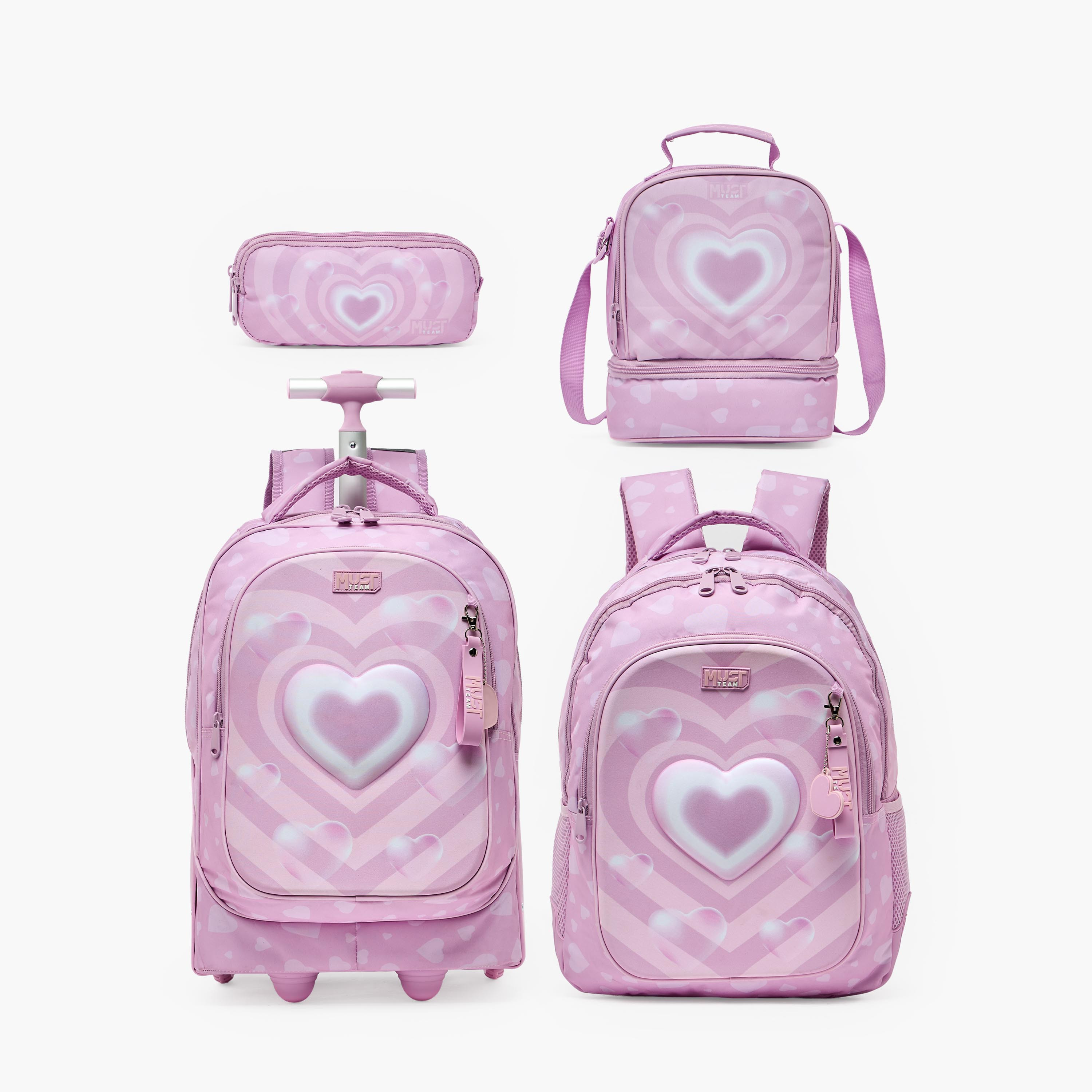 شنطة ترولي بطبعة قلب للبنات من 8-13 سنة مع مقبض قابل للسحب - 17 بوصة من مست تيم-school-bagsandbackpacks-trolleybags-image-14
