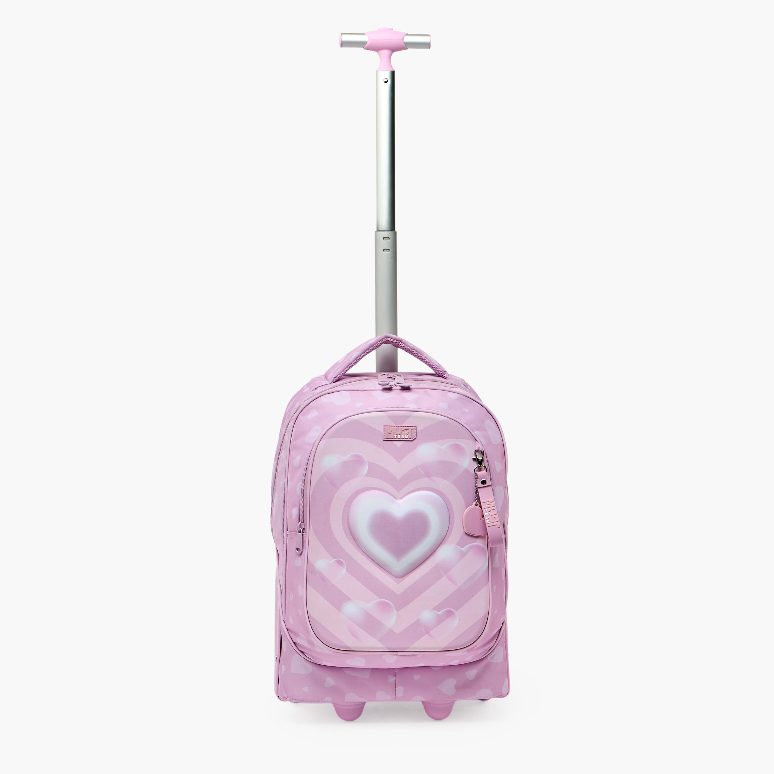شنطة ترولي بطبعة قلب للبنات من 8-13 سنة مع مقبض قابل للسحب - 17 بوصة من مست تيم-school-bagsandbackpacks-trolleybags-image-4
