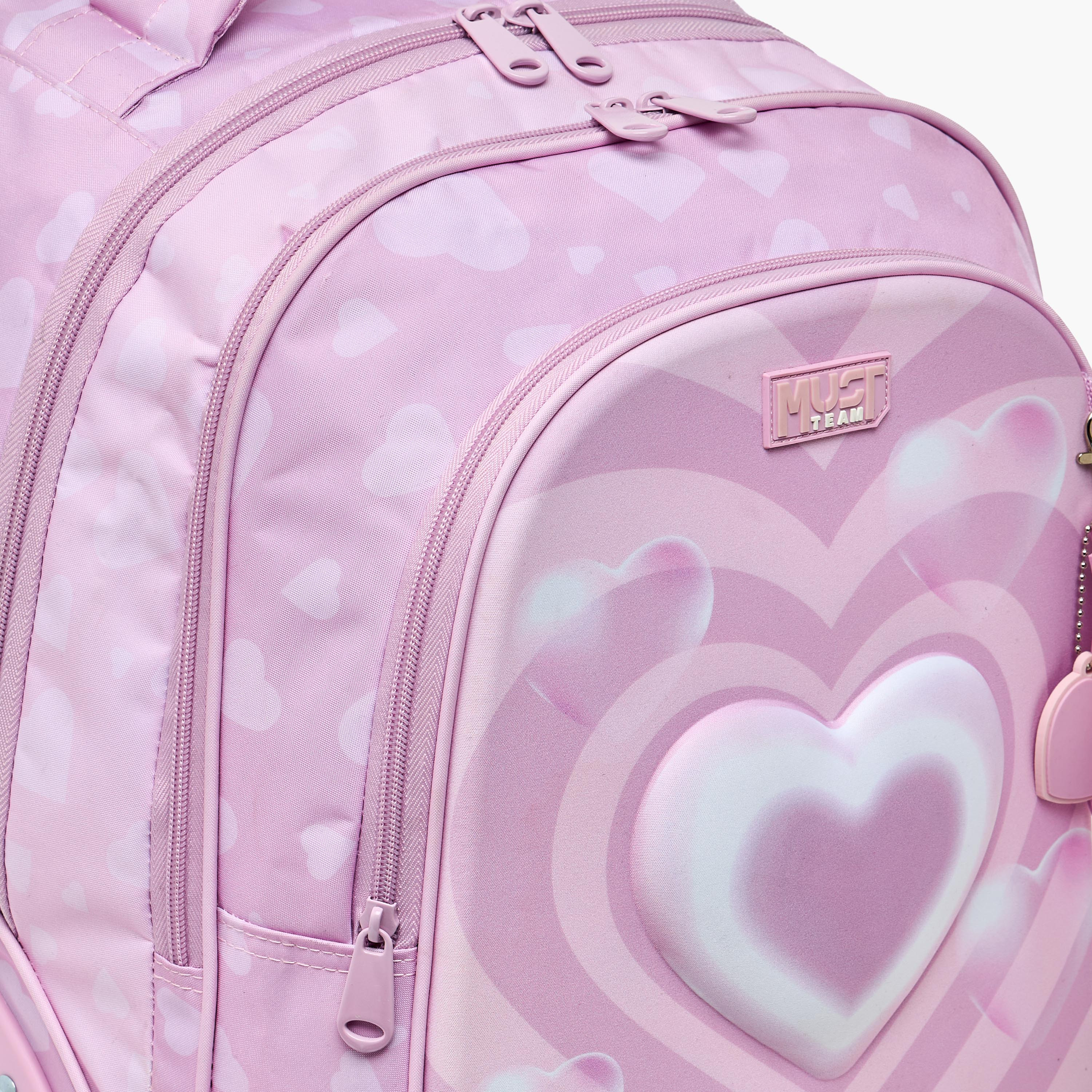 شنطة ترولي بطبعة قلب للبنات من 8-13 سنة مع مقبض قابل للسحب - 17 بوصة من مست تيم-school-bagsandbackpacks-trolleybags-image-6