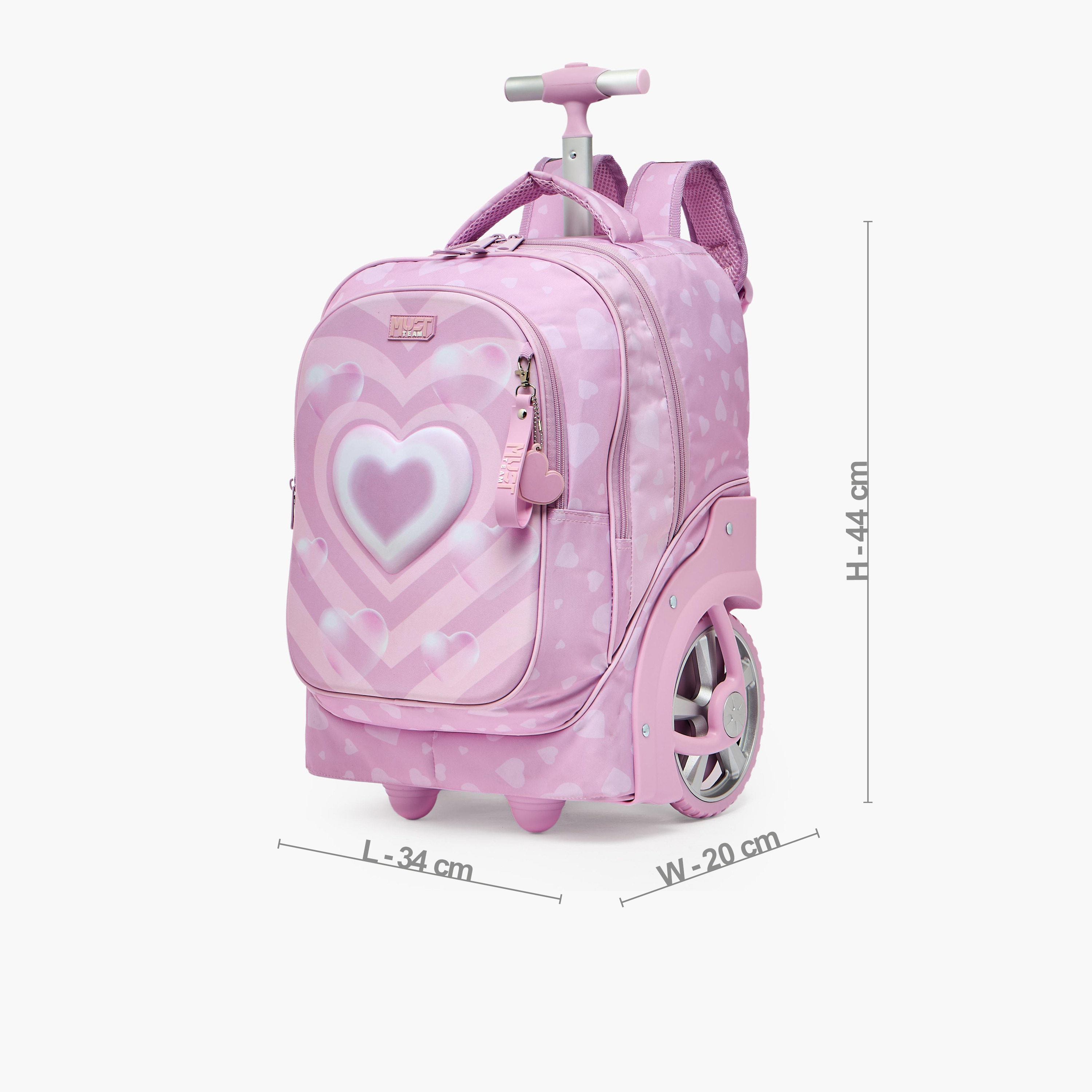 شنطة ترولي بطبعة قلب للبنات من 8-13 سنة مع مقبض قابل للسحب - 17 بوصة من مست تيم-school-bagsandbackpacks-trolleybags-image-9