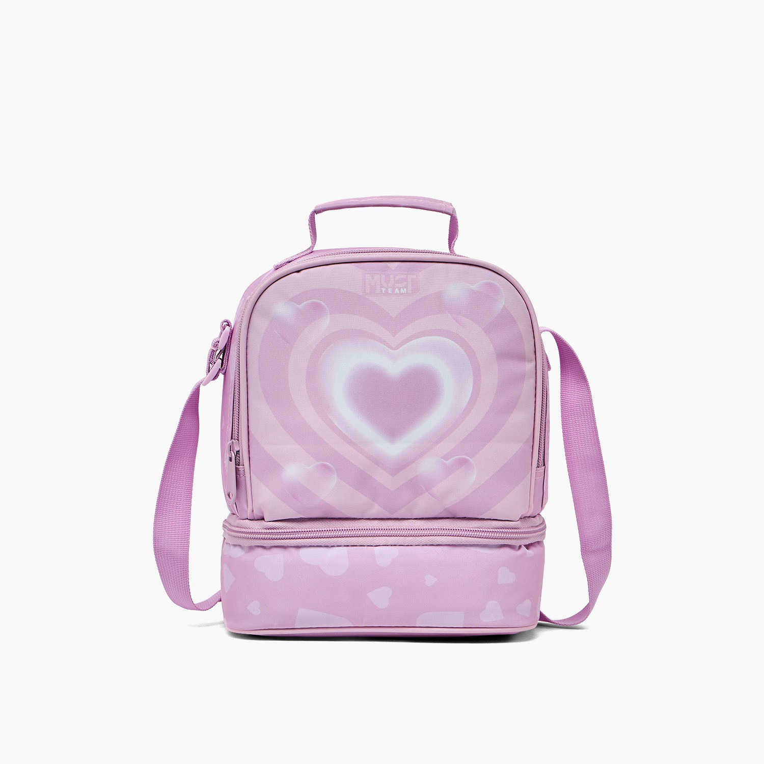 شنطة غداء بطبعات قلب وحزام قابل للتعديل للبنات من 5-8 سنوات من ماست تيم-school-lunchessentials-lunchbags-image-1