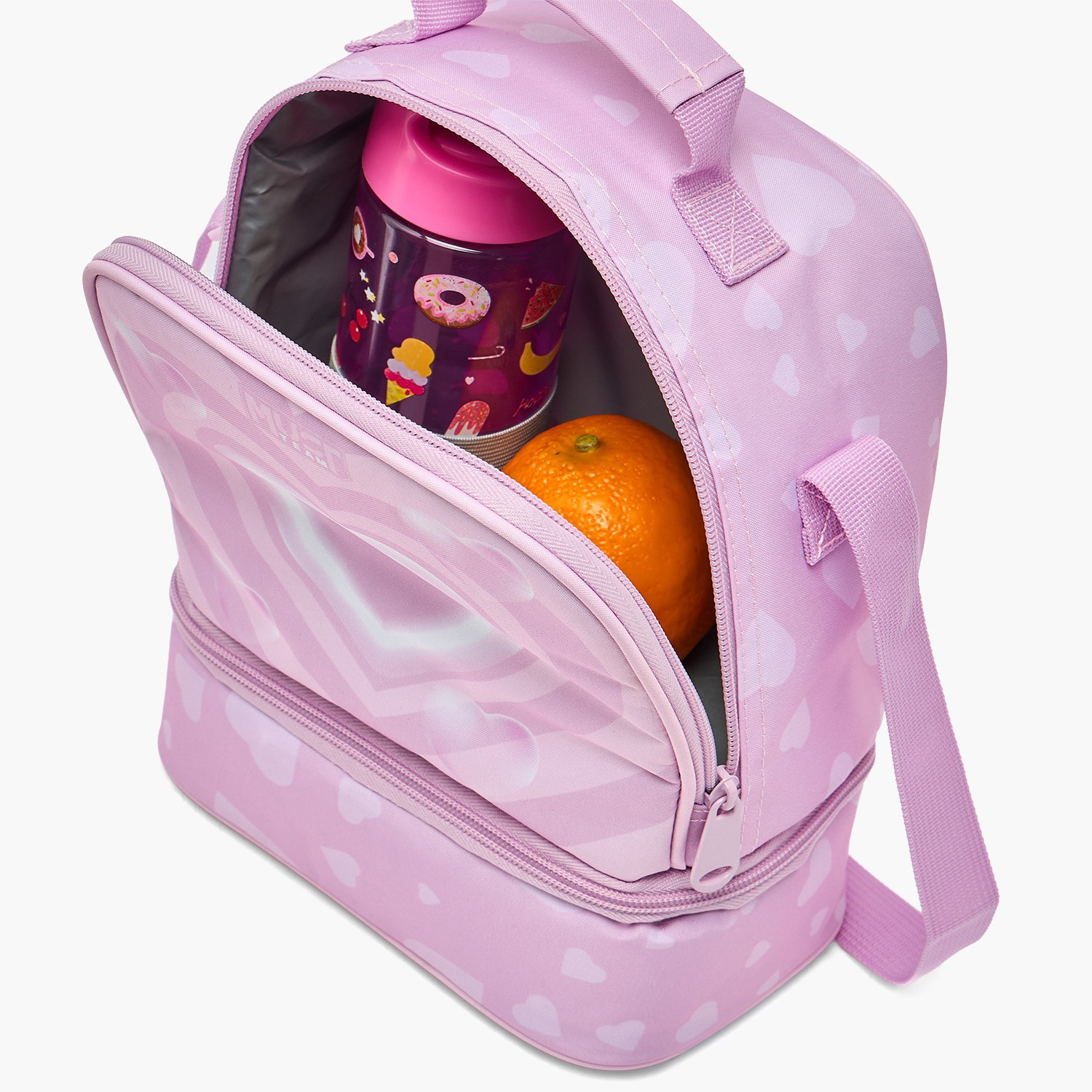 شنطة غداء بطبعات قلب وحزام قابل للتعديل للبنات من 5-8 سنوات من ماست تيم-school-lunchessentials-lunchbags-image-4