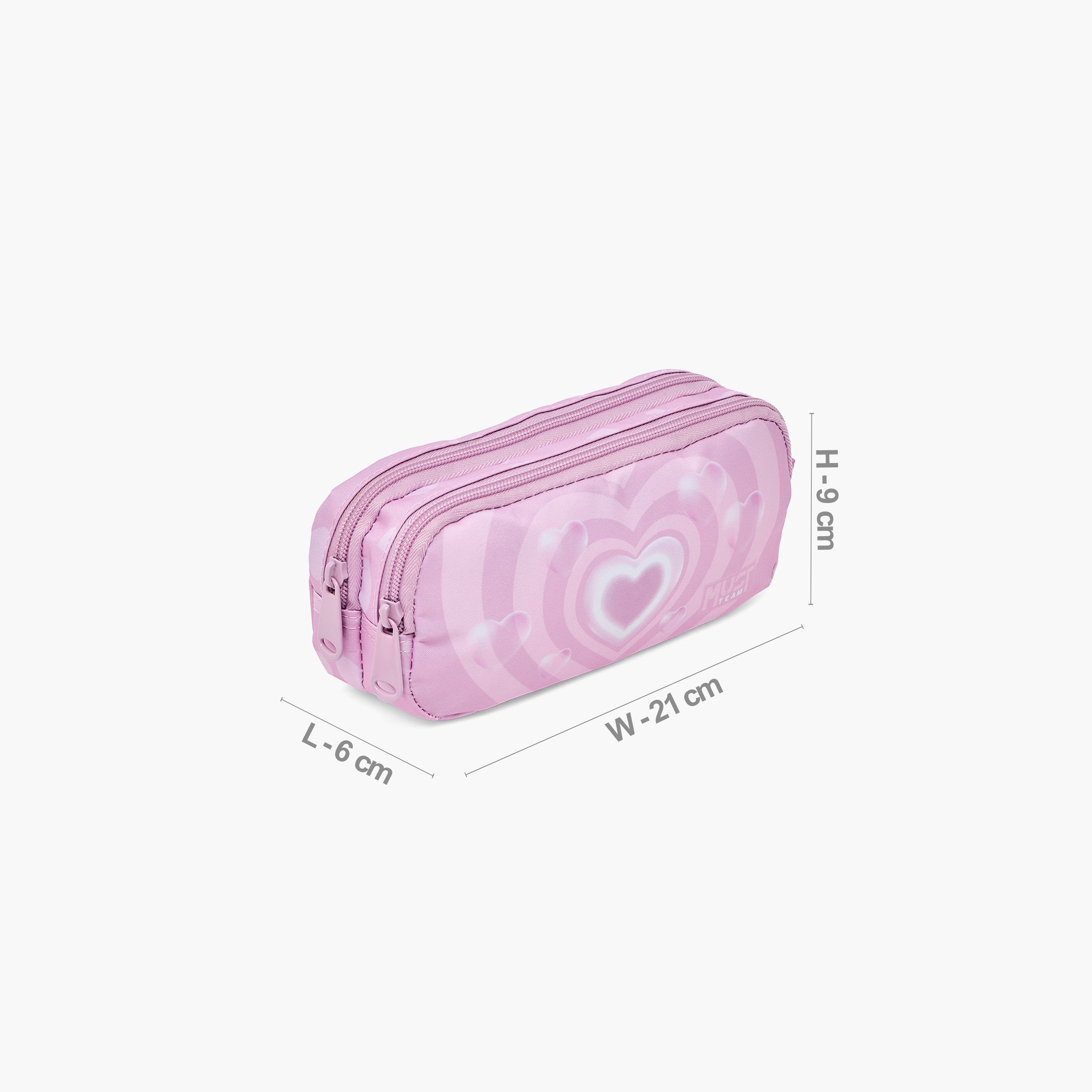 MustTeam Heart Print Pencil Pouch with 2 Compartments-school-stationery-pencilcases-image-3