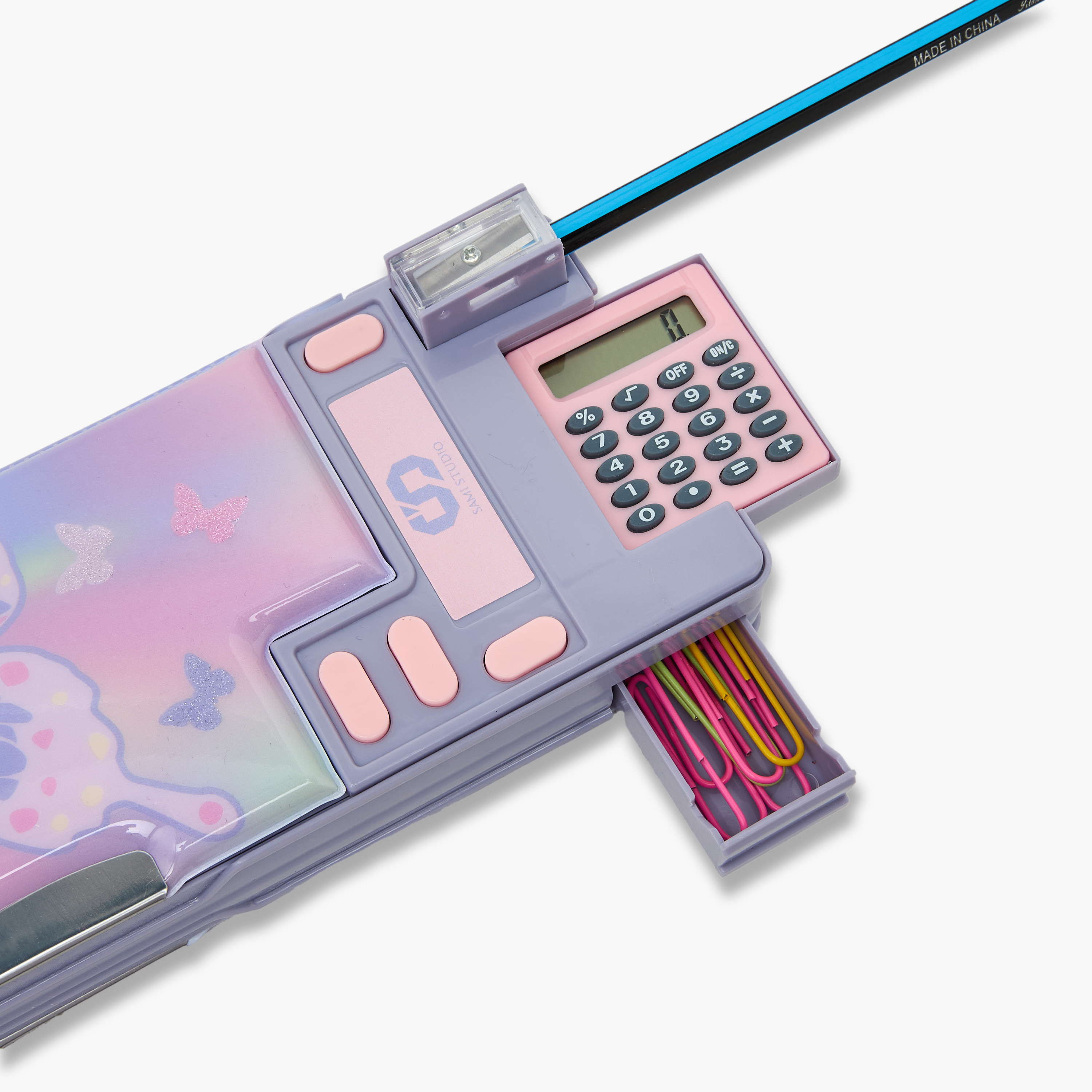مقلمة بطبعة فراشات وزر إغلاق كبس من سامي ستوديو-school-stationery-pencilcases-image-7