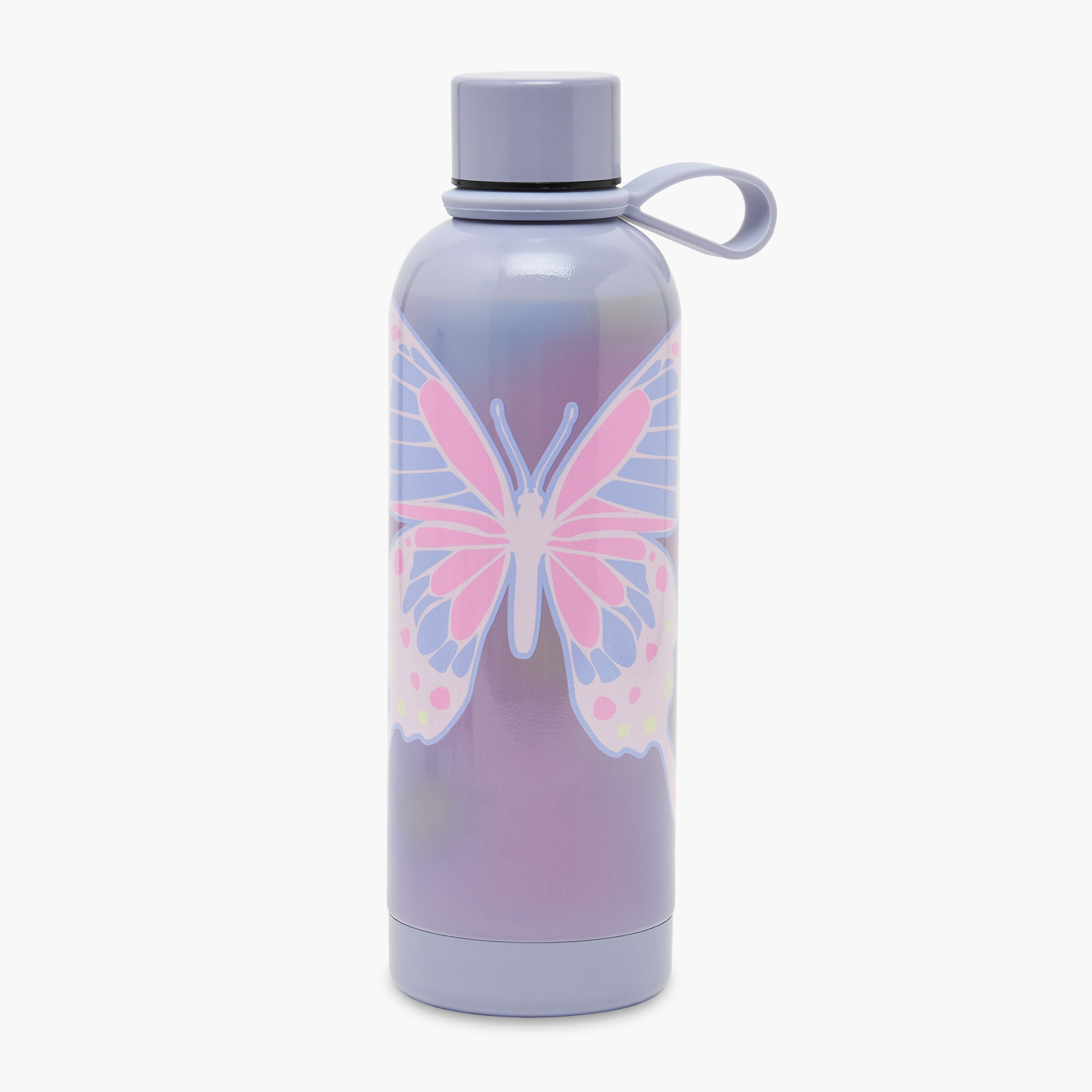 SAMI STUDIO Butterfly Print Stainless Steel Water Bottle with Loop Handle - 500 ml-school-waterbottles-image-1
