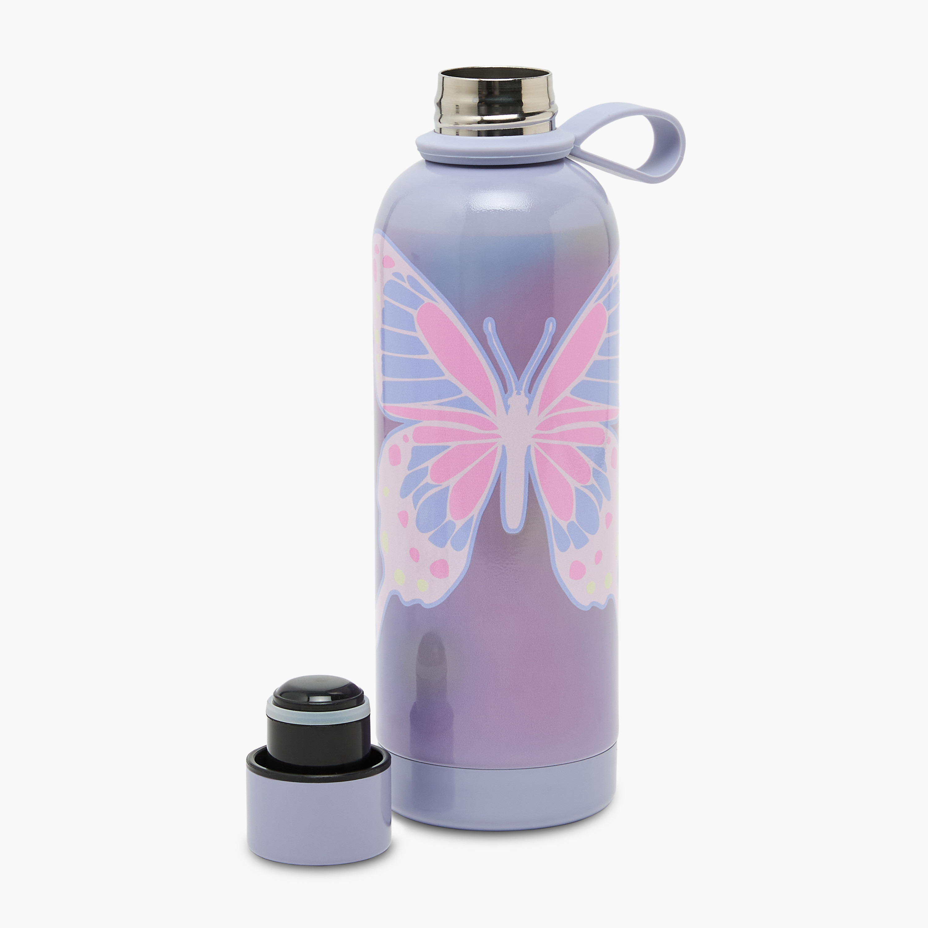 SAMI STUDIO Butterfly Print Stainless Steel Water Bottle with Loop Handle - 500 ml-school-waterbottles-image-2