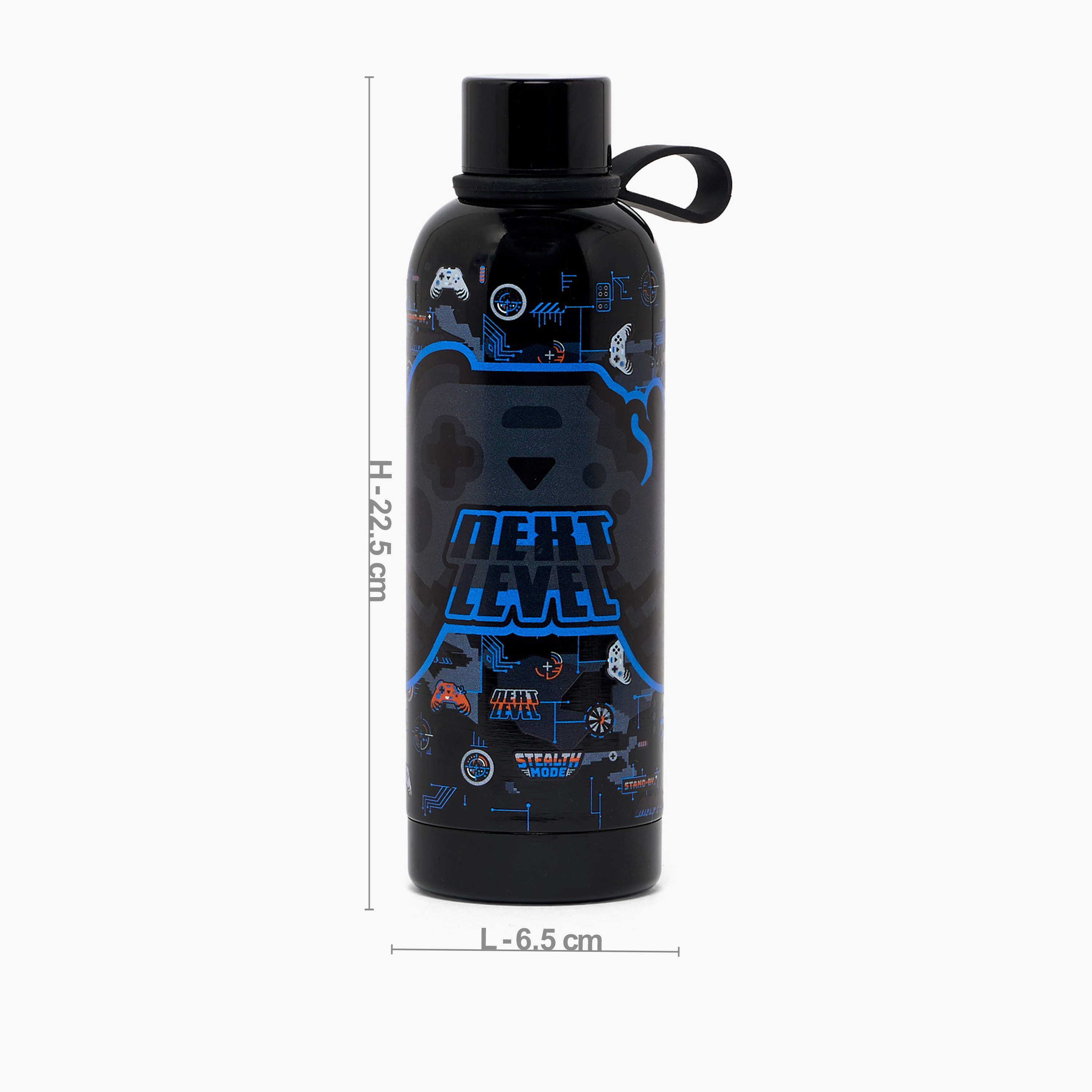 SAMI STUDIO Gamer Print Stainless Steel Water Bottle with Carry Loop - 500 ml-school-waterbottles-image-3