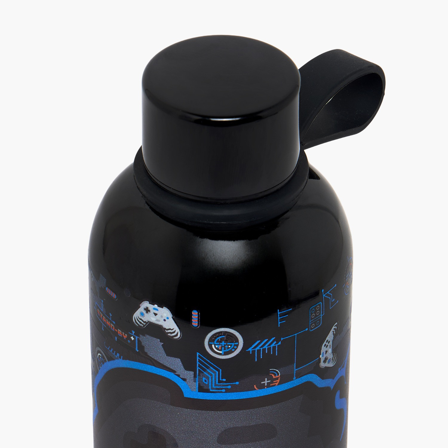 SAMI STUDIO Gamer Print Stainless Steel Water Bottle with Carry Loop - 500 ml-school-waterbottles-image-4