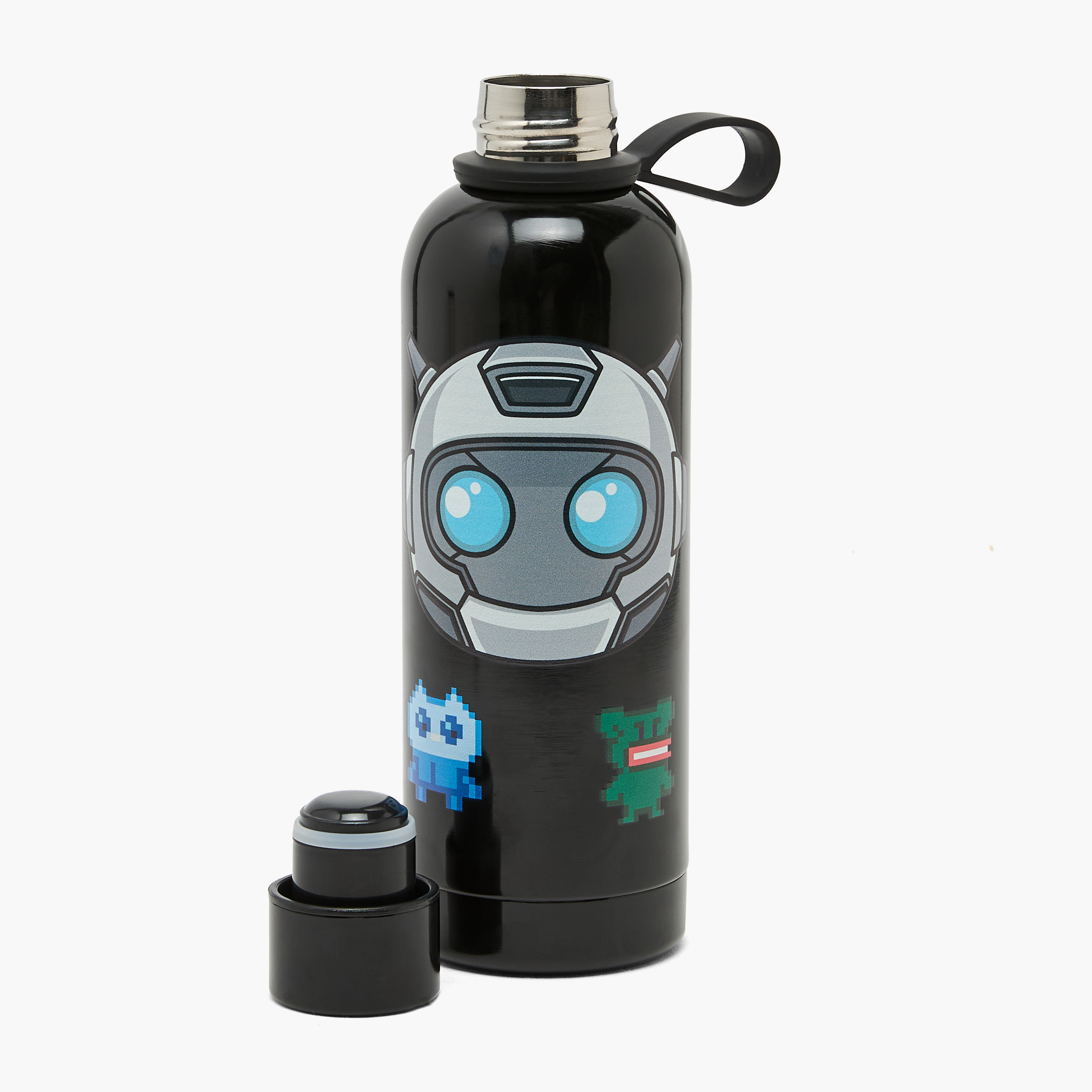 SAMI STUDIO Robot Print Stainless Steel Water Bottle with Loop Handle - 500 ml-school-waterbottles-image-2