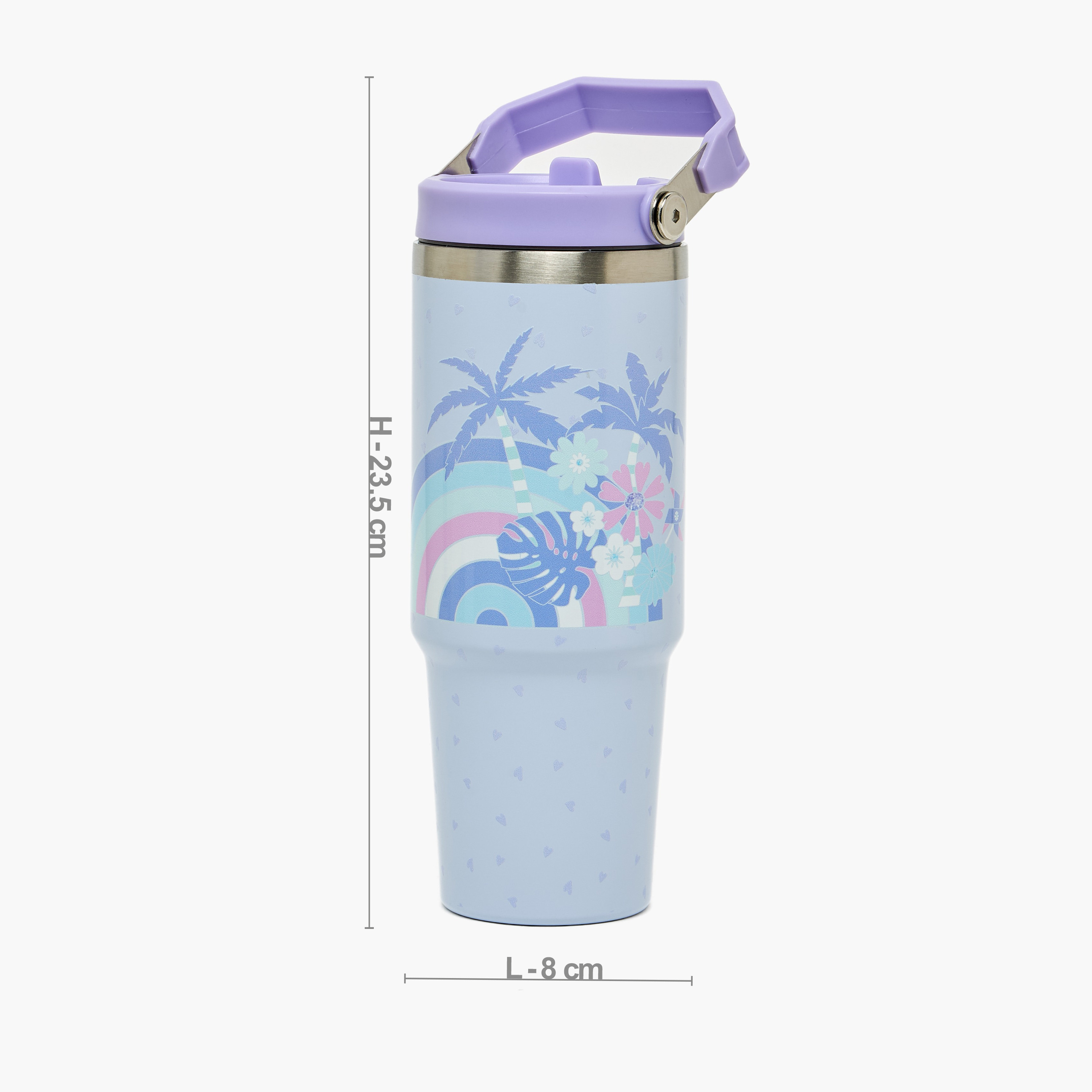 SAMI STUDIO Tropical Print Stainless Steel Water Bottle with Flip Spout and Handle - 1.2 L-school-waterbottles-image-4