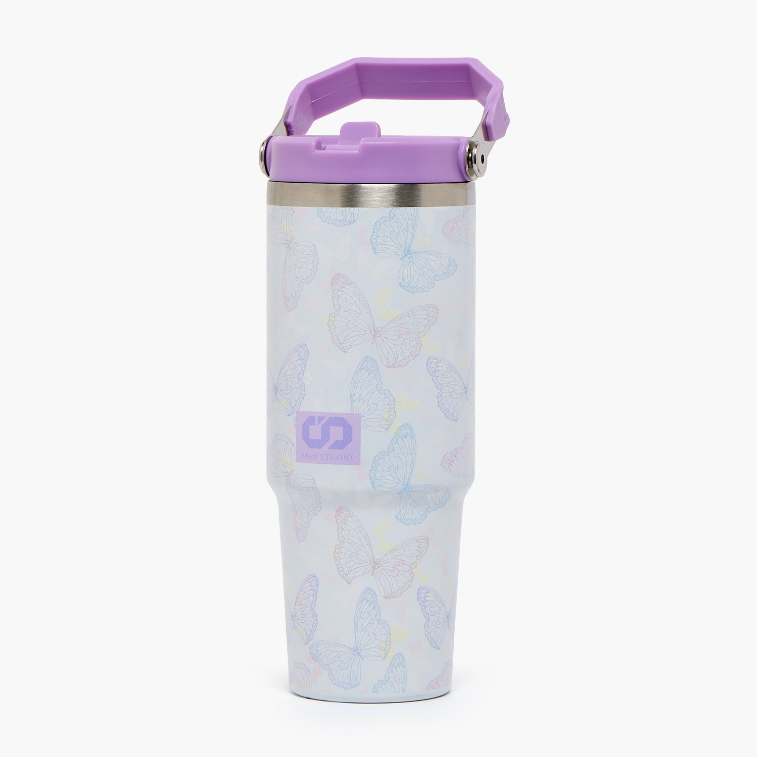 SAMI STUDIO Butterfly Print Stainless Steel Tumbler with Straw - 1.2 L-school-waterbottles-image-1