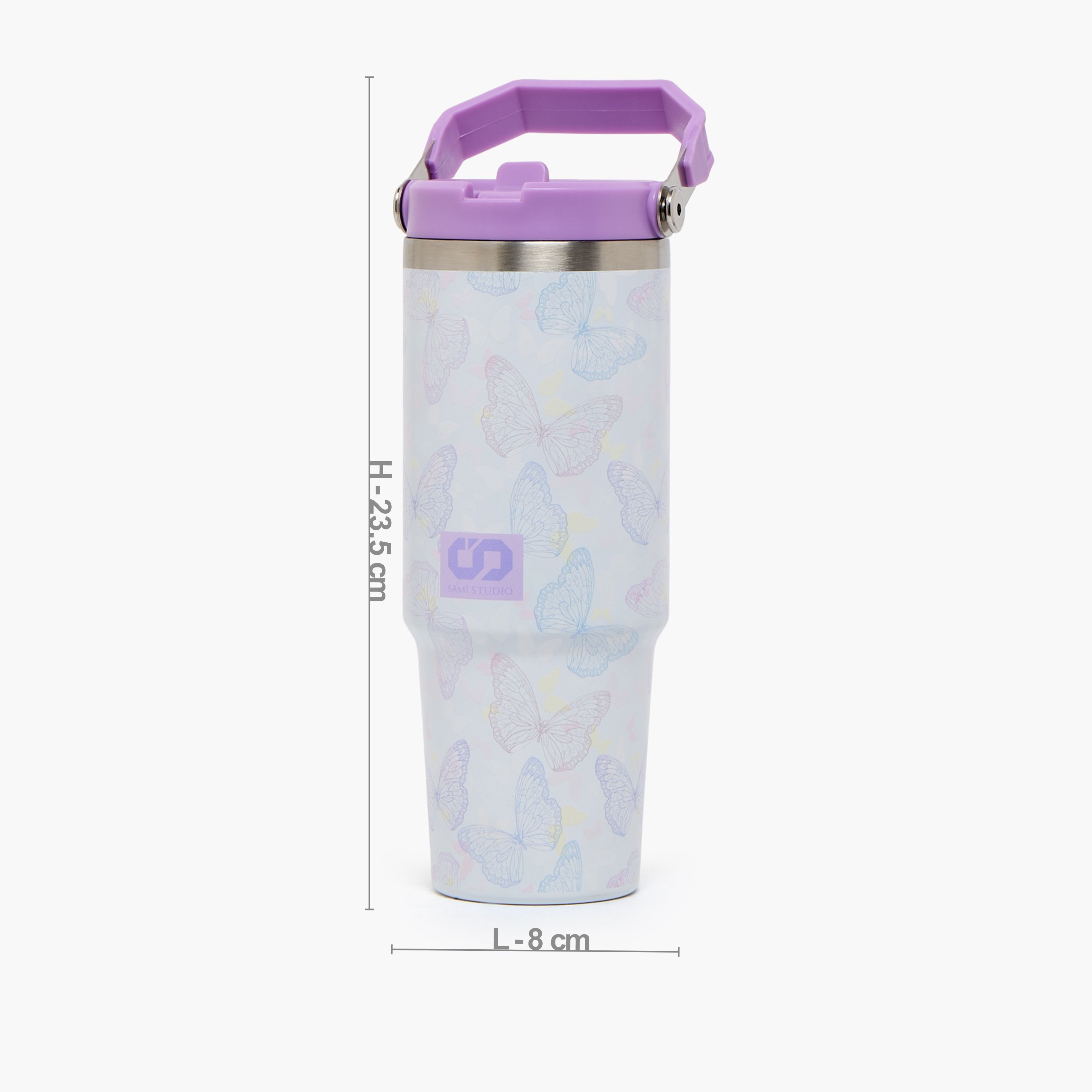 SAMI STUDIO Butterfly Print Stainless Steel Tumbler with Straw - 1.2 L-school-waterbottles-image-3
