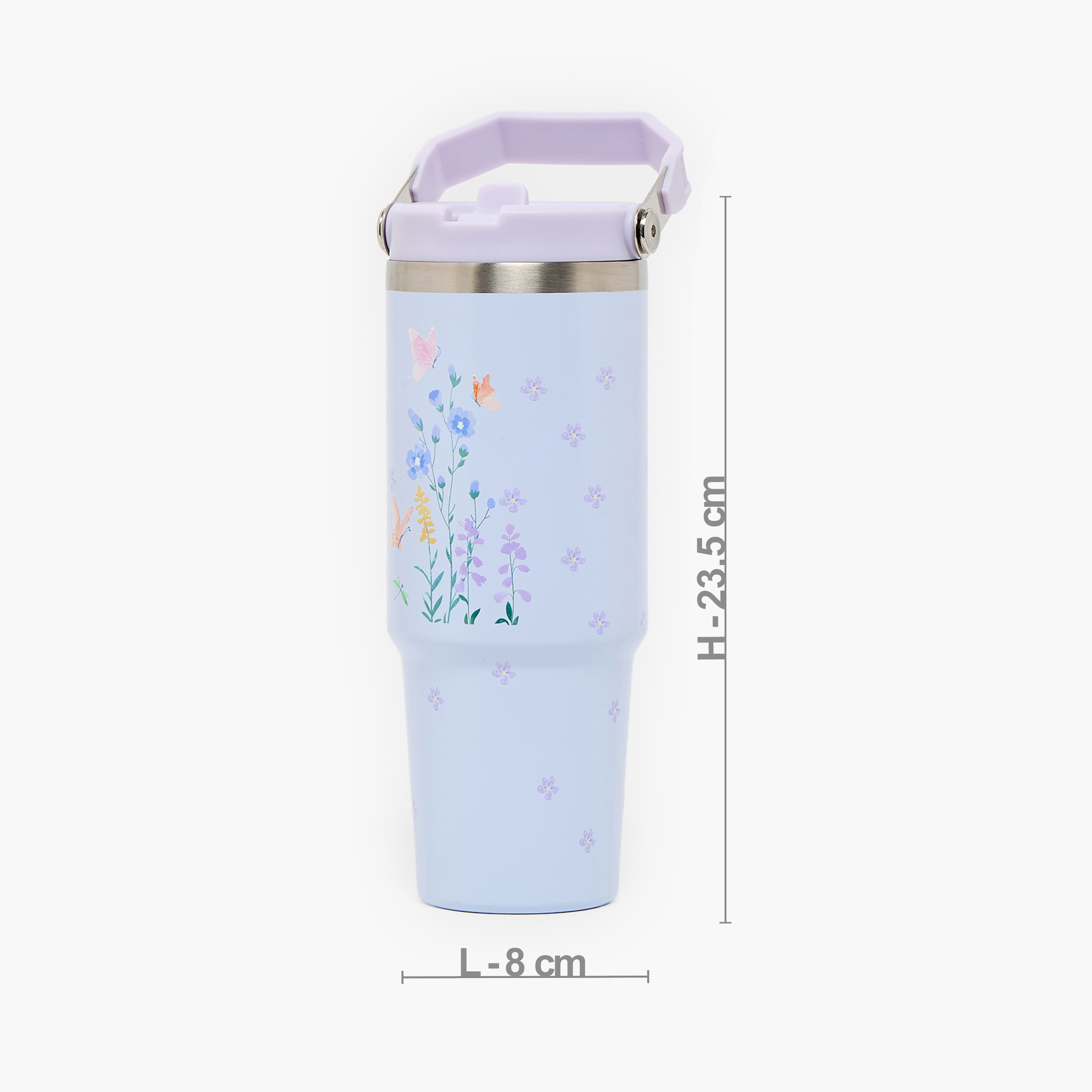 SAMI STUDIO Floral Print Stainless Steel Water Bottle with Flip Spout and Handle - 1.2 L-school-waterbottles-image-3