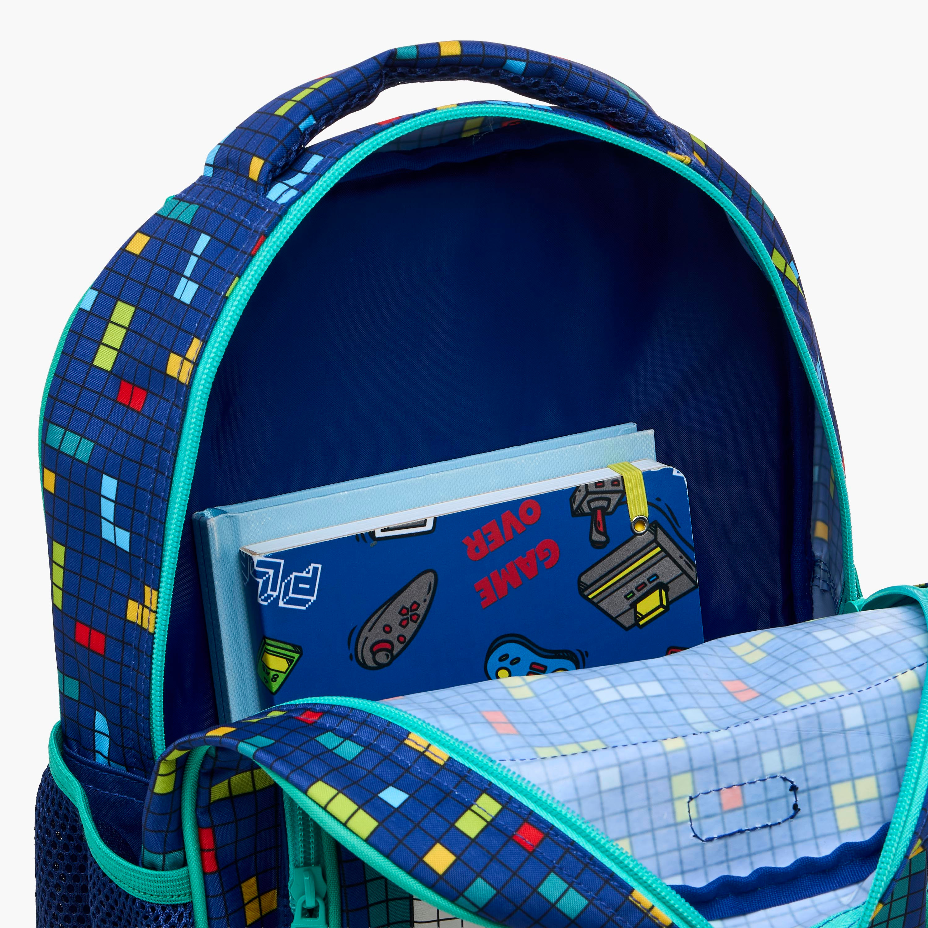 مجموعة شنطة ظهر مدرسية للأولاد 2-5 سنوات مع مقلمة وطبعات بيكسل من مست تيم - 12 بوصة-school-bagsandbackpacks-backpacks-image-7