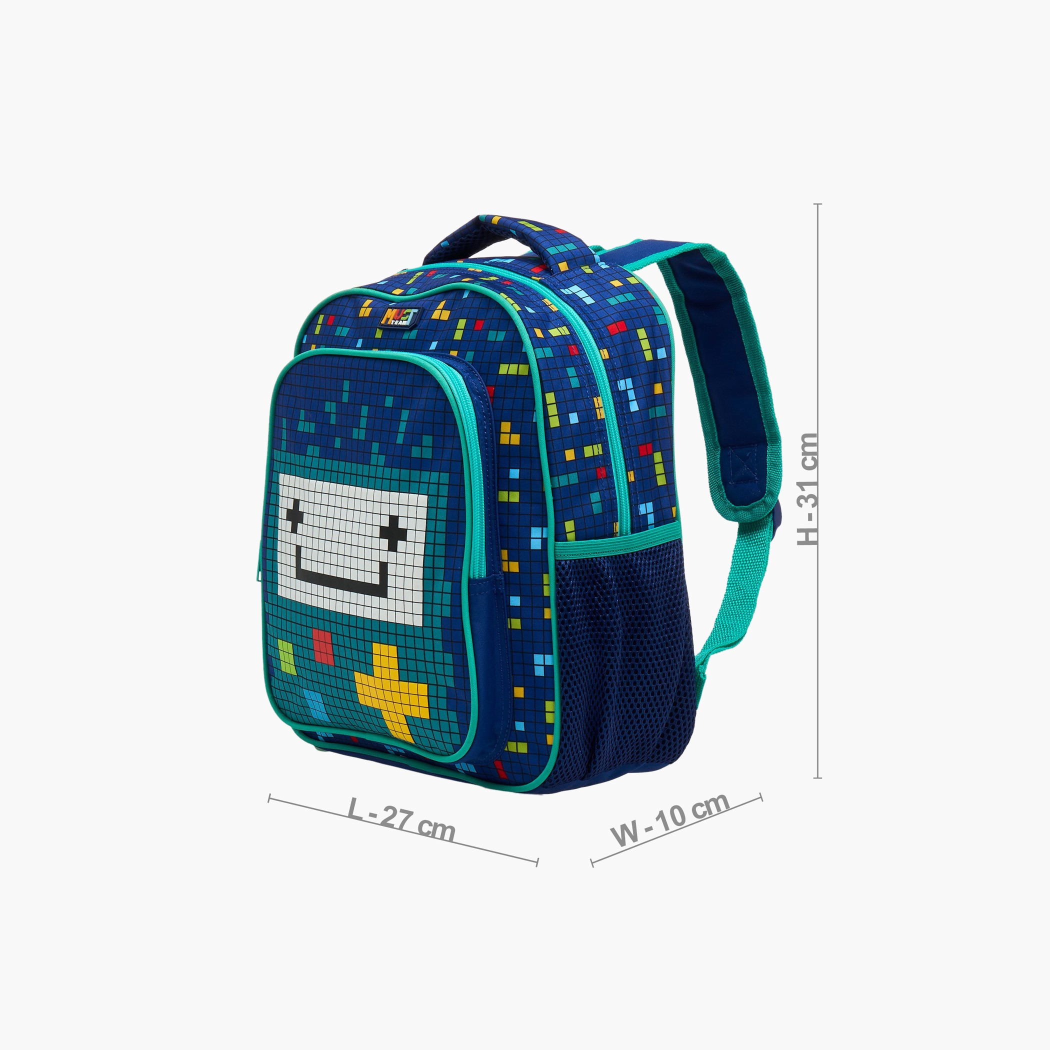 مجموعة شنطة ظهر مدرسية للأولاد 2-5 سنوات مع مقلمة وطبعات بيكسل من مست تيم - 12 بوصة-school-bagsandbackpacks-backpacks-image-8