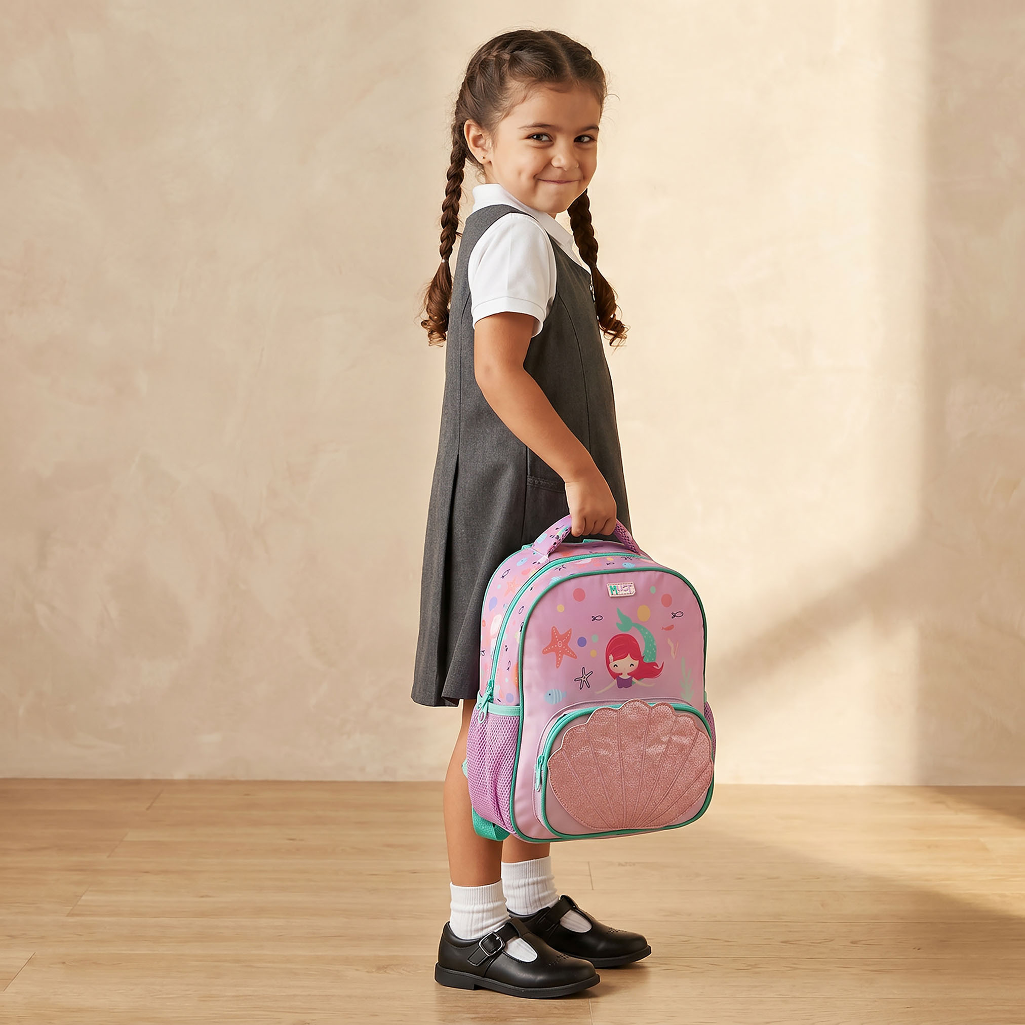 MustTeam Mermaid Print 3-Piece Backpack Set for Girls 2-5 Years with Lunch Box and Pouch - 12 inches-school-bagsandbackpacks-backpacks-image-4