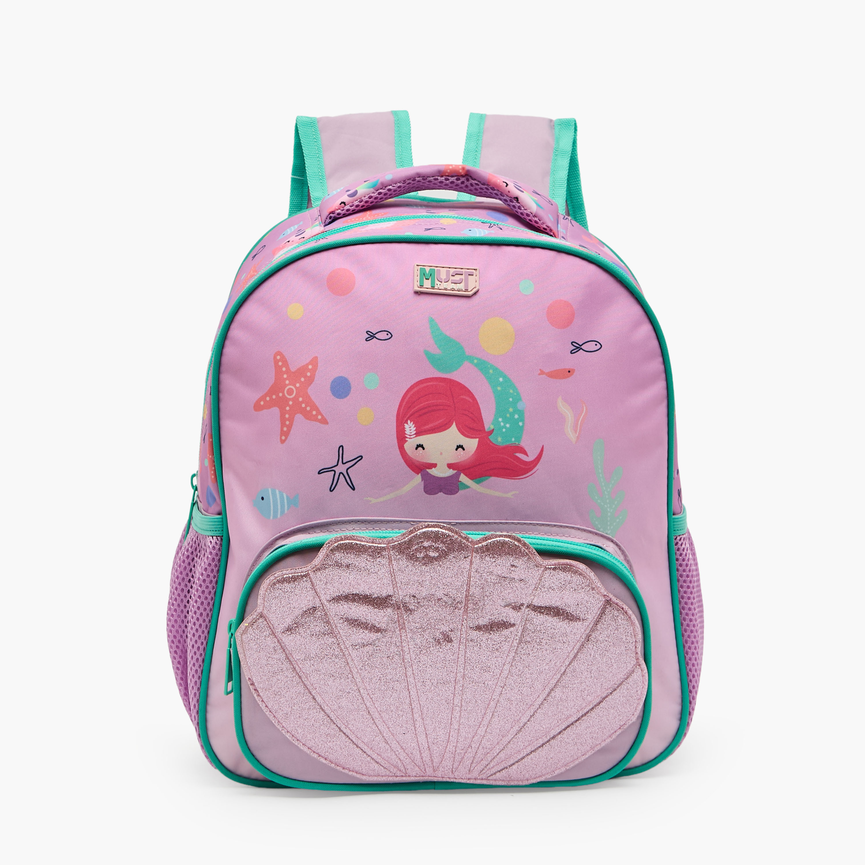 MustTeam Mermaid Print 3-Piece Backpack Set for Girls 2-5 Years with Lunch Box and Pouch - 12 inches-school-bagsandbackpacks-backpacks-image-5