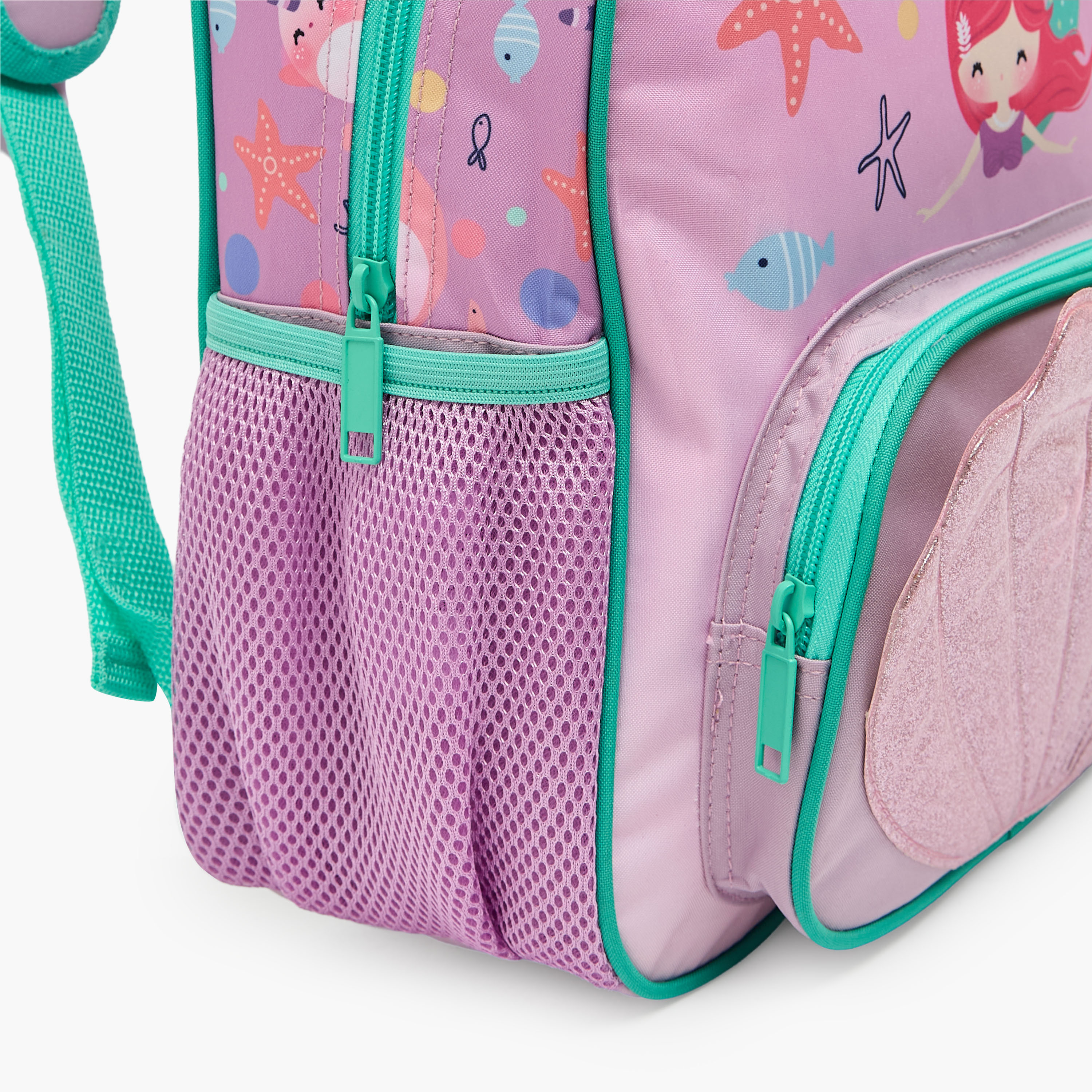 MustTeam Mermaid Print 3-Piece Backpack Set for Girls 2-5 Years with Lunch Box and Pouch - 12 inches-school-bagsandbackpacks-backpacks-image-6