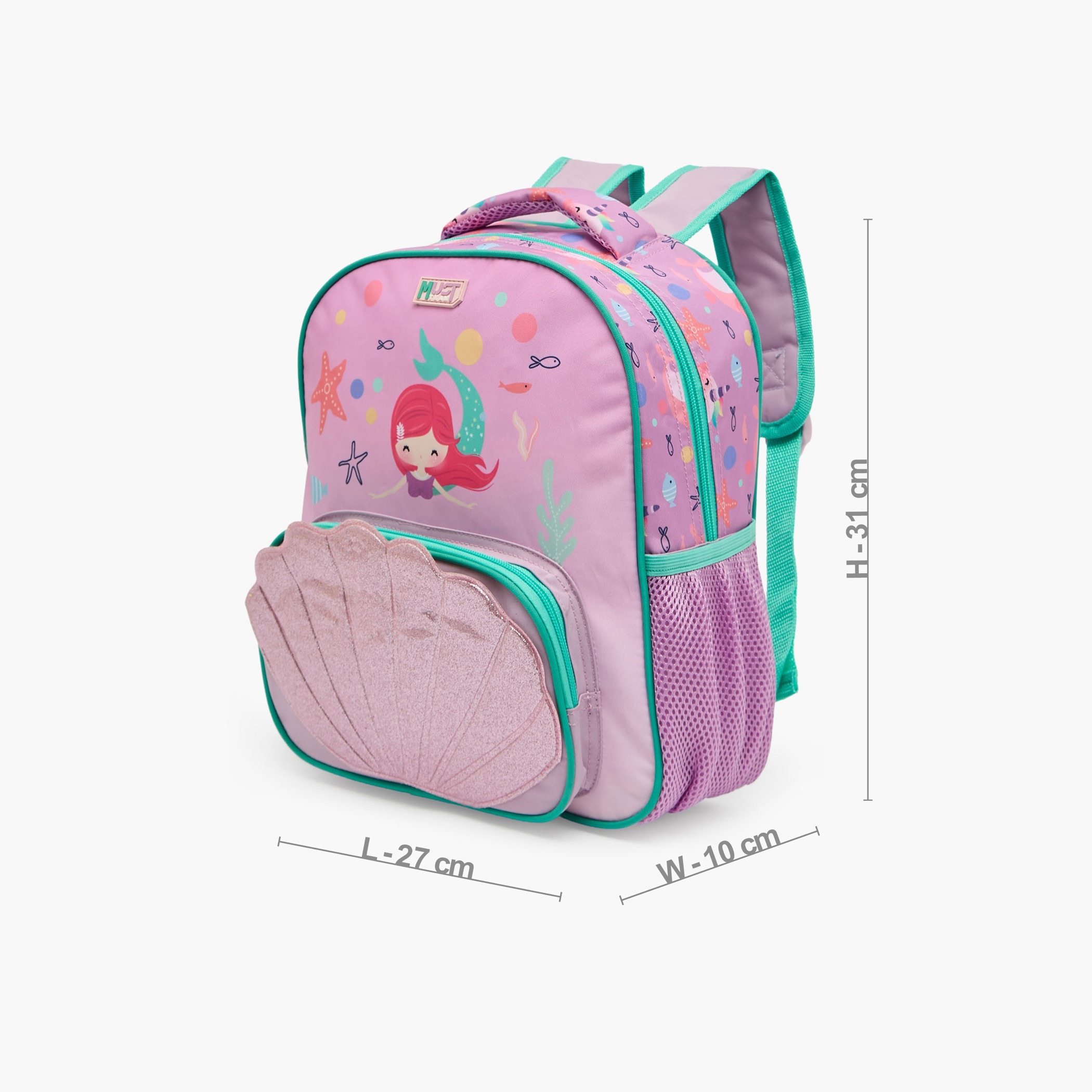 MustTeam Mermaid Print 3-Piece Backpack Set for Girls 2-5 Years with Lunch Box and Pouch - 12 inches-school-bagsandbackpacks-backpacks-image-9