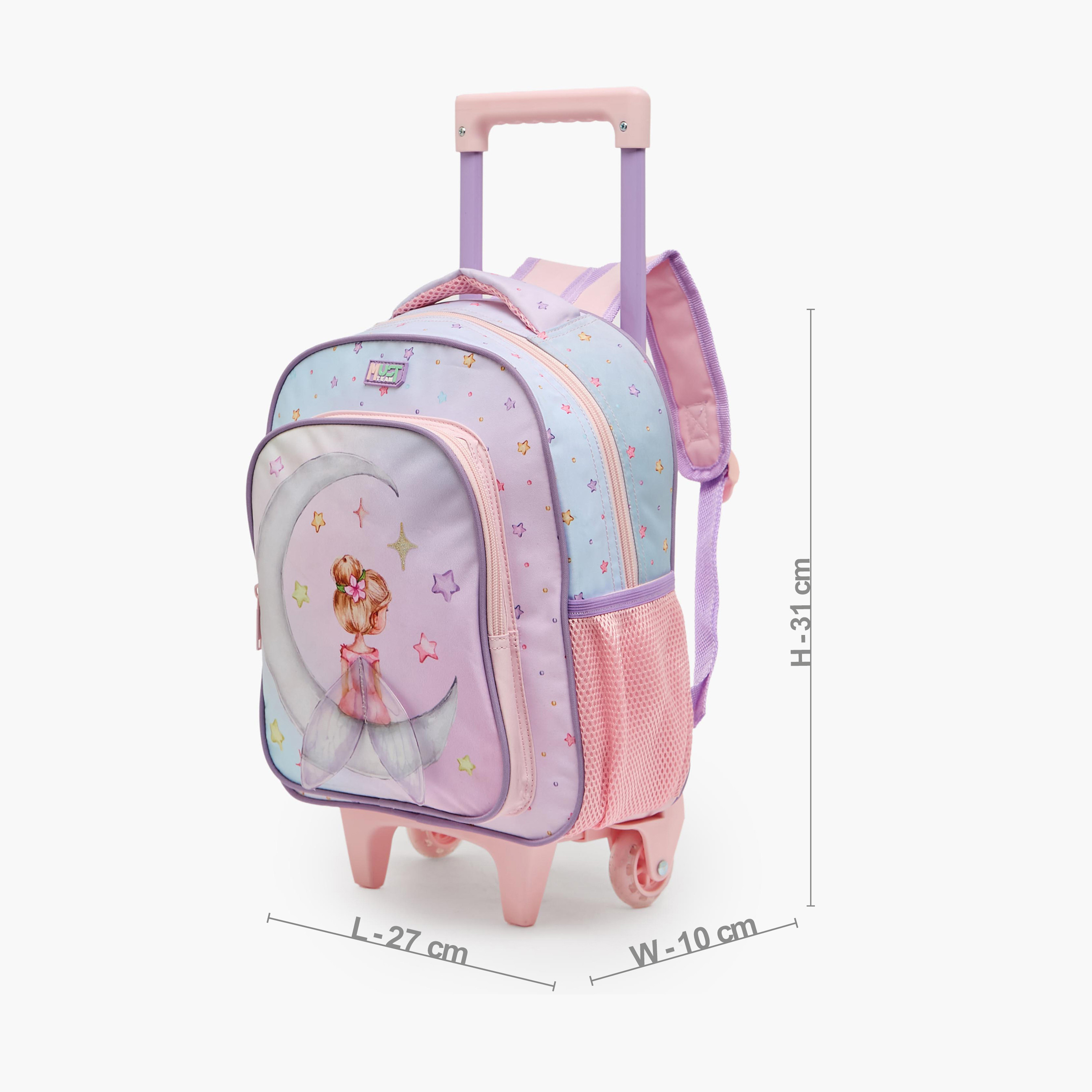 MustTeam Fairy Print 3-Piece School Trolley Bag Set for Girls 2-5 Years with Lunch Bag - 12 inches-school-bagsandbackpacks-trolleybags-image-11