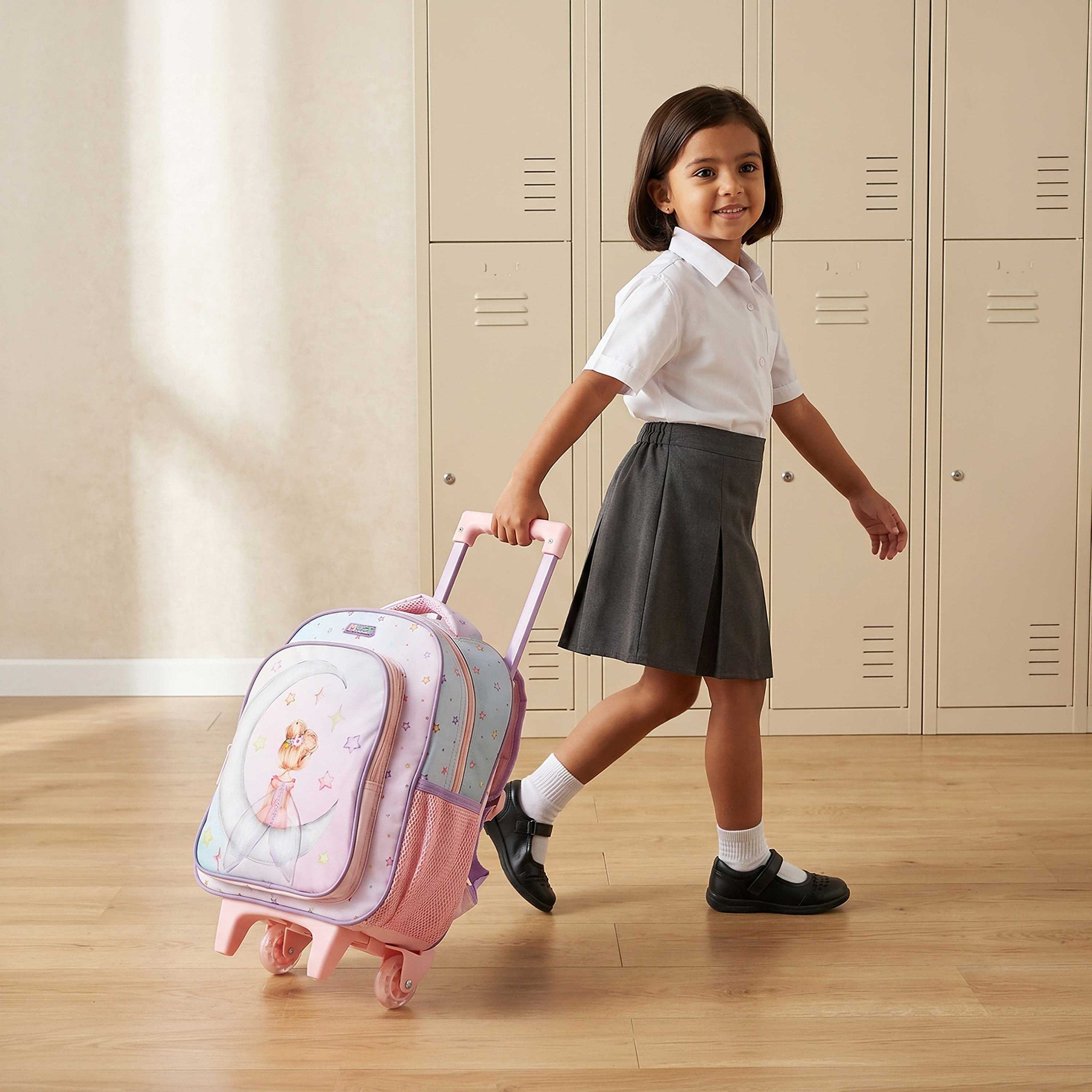 MustTeam Fairy Print 3-Piece School Trolley Bag Set for Girls 2-5 Years with Lunch Bag - 12 inches-school-bagsandbackpacks-trolleybags-image-4