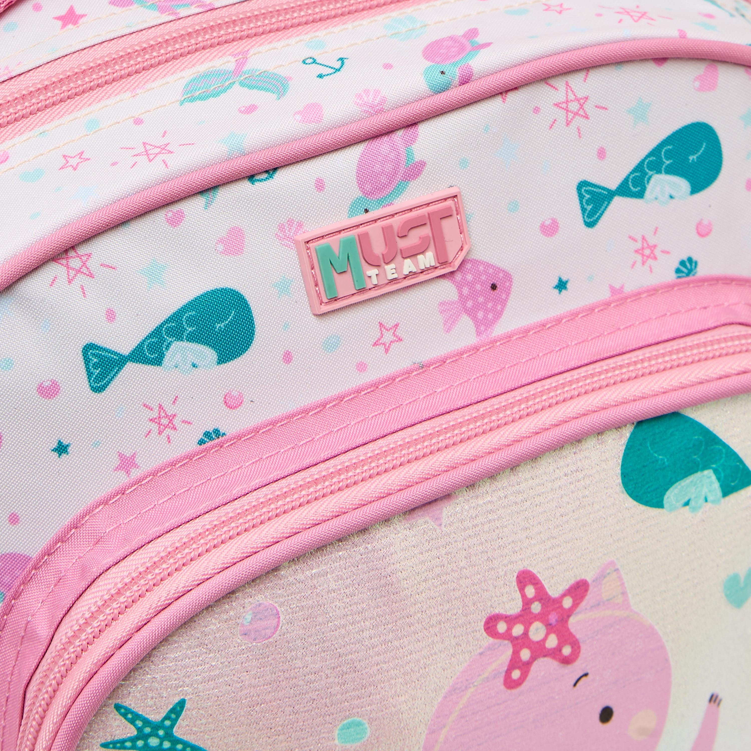 طقم شنطة ترولي مدرسية 3 قطع للبنات 2-5 سنوات مع شنطة غداء من مست تيم - 12 بوصة-school-bagsandbackpacks-trolleybags-image-6