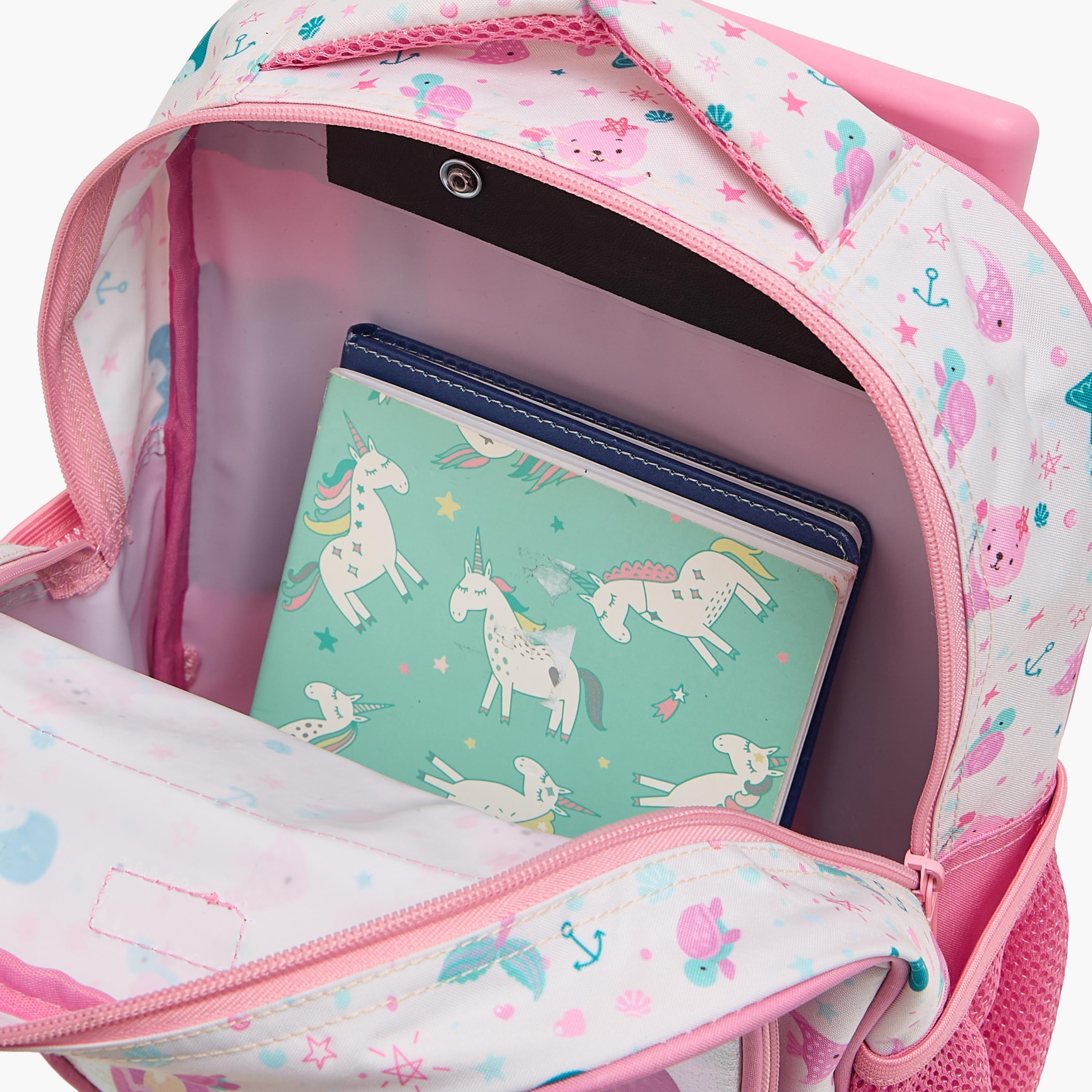 طقم شنطة ترولي مدرسية 3 قطع للبنات 2-5 سنوات مع شنطة غداء من مست تيم - 12 بوصة-school-bagsandbackpacks-trolleybags-image-8