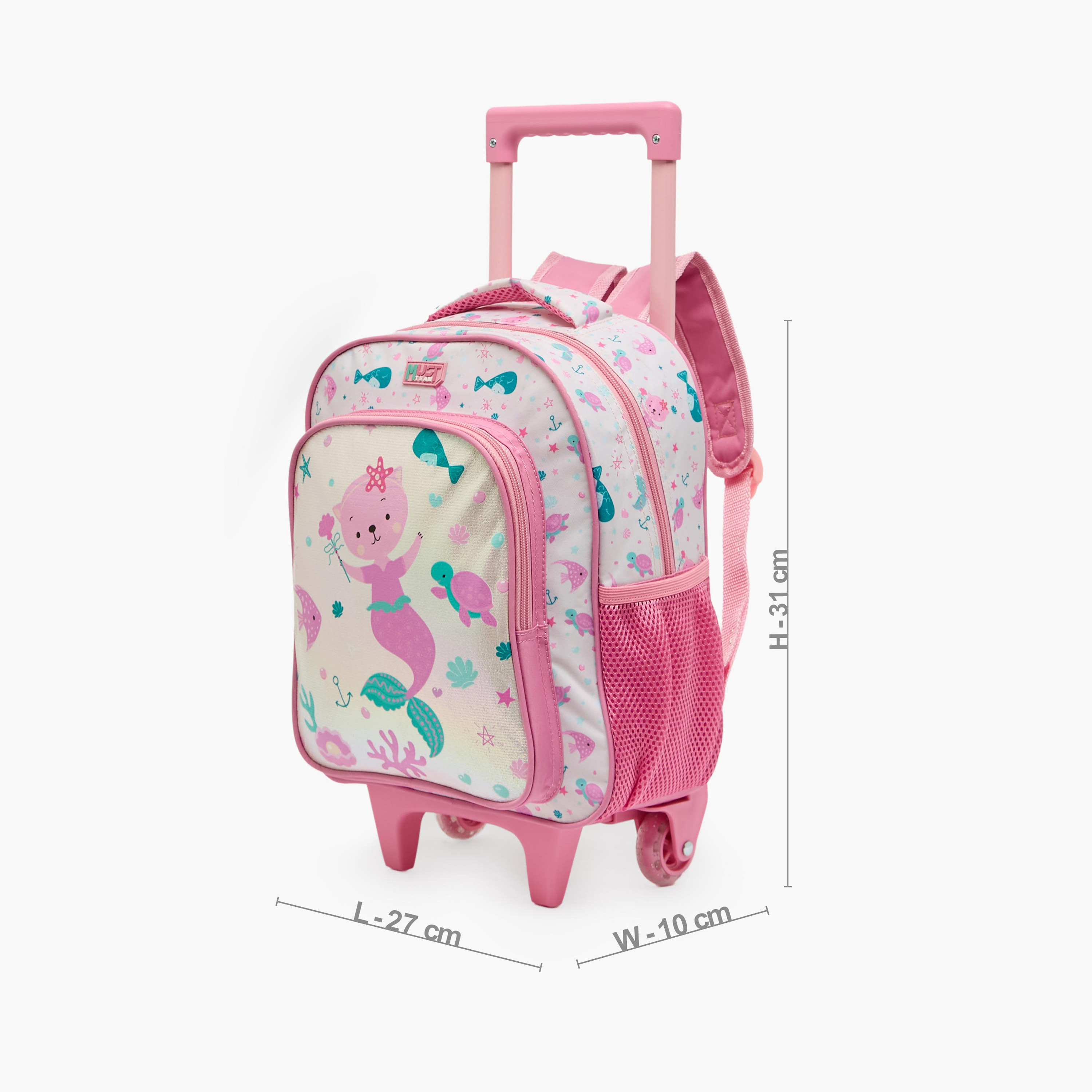 طقم شنطة ترولي مدرسية 3 قطع للبنات 2-5 سنوات مع شنطة غداء من مست تيم - 12 بوصة-school-bagsandbackpacks-trolleybags-image-9