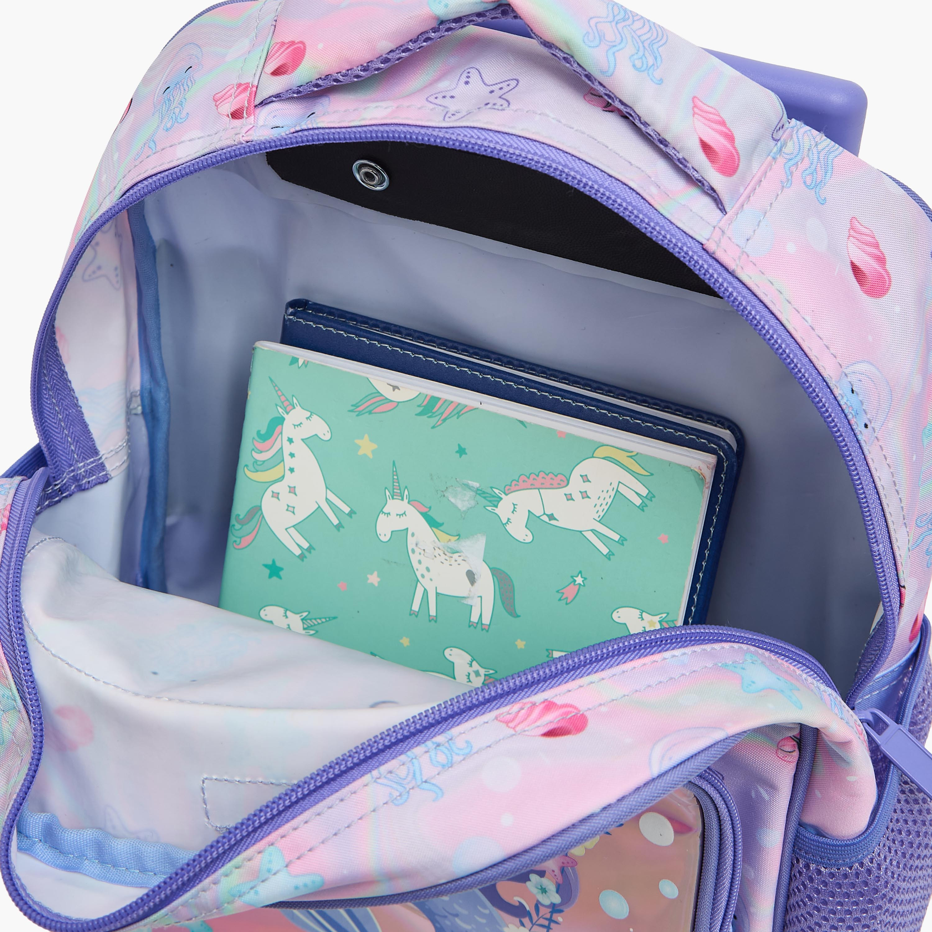 طقم شنطة ترولي مدرسية 3 قطع للبنات 5-8 سنوات مع شنطة غداء وطبعات من مست تيم - 12 بوصة-school-bagsandbackpacks-trolleybags-image-9