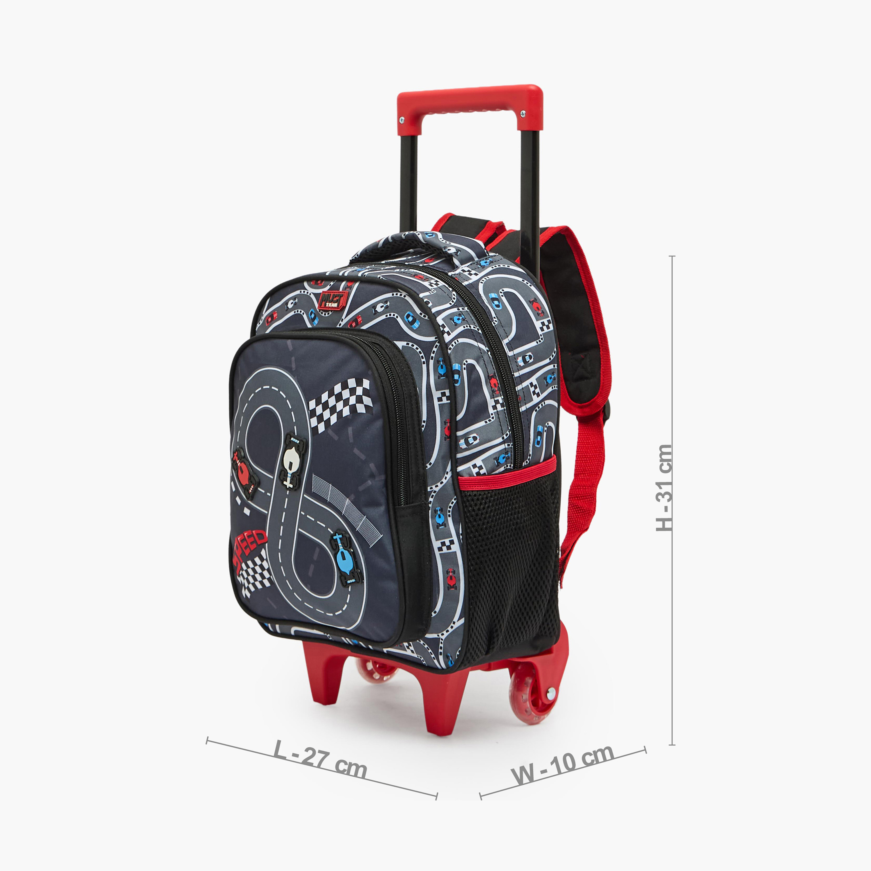 MustTeam Printed 3-Piece School  Trolley Bag Set for Boys 2-5 Years with Lunch Bag - 12 inches-school-bagsandbackpacks-trolleybags-image-11