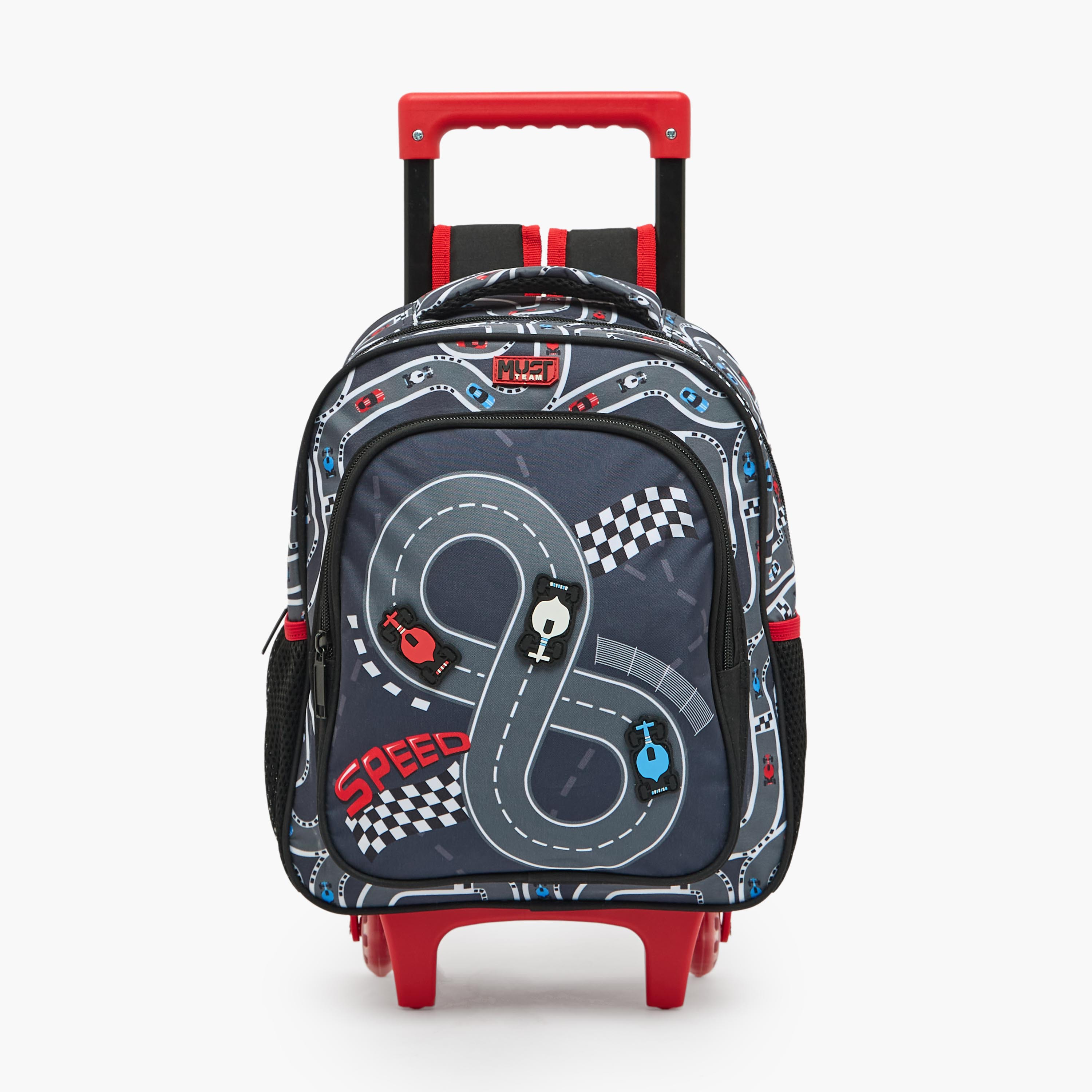 MustTeam Printed 3-Piece School  Trolley Bag Set for Boys 2-5 Years with Lunch Bag - 12 inches-school-bagsandbackpacks-trolleybags-image-5