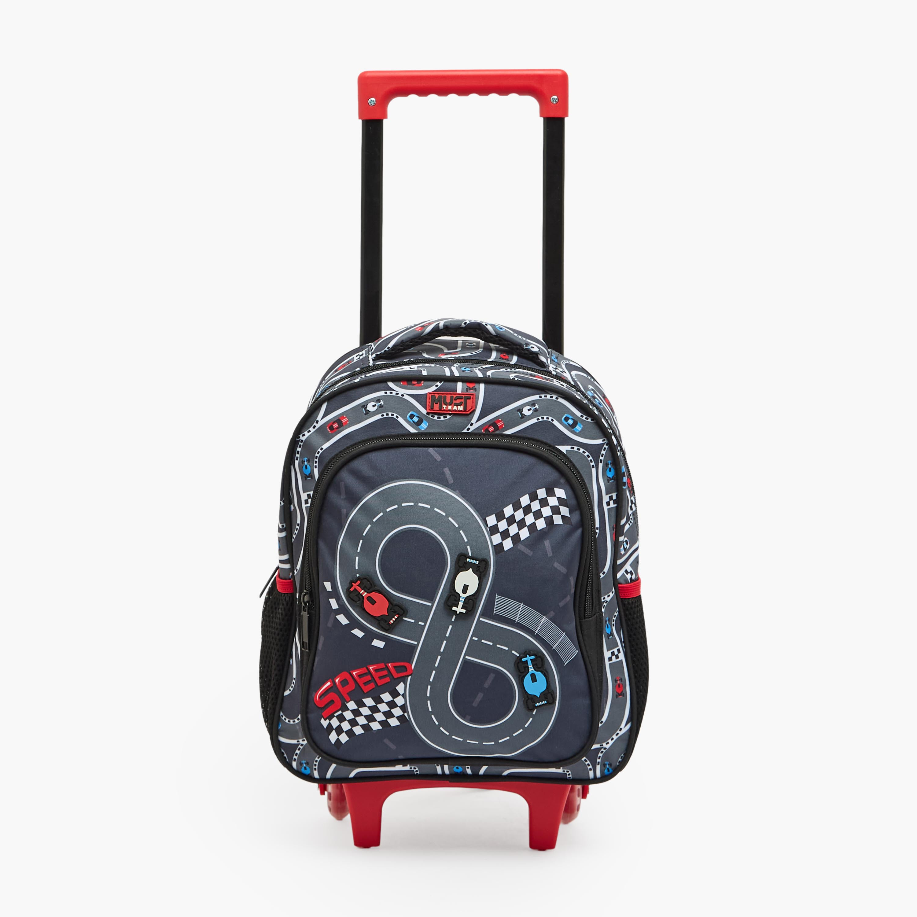 MustTeam Printed 3-Piece School  Trolley Bag Set for Boys 2-5 Years with Lunch Bag - 12 inches-school-bagsandbackpacks-trolleybags-image-6