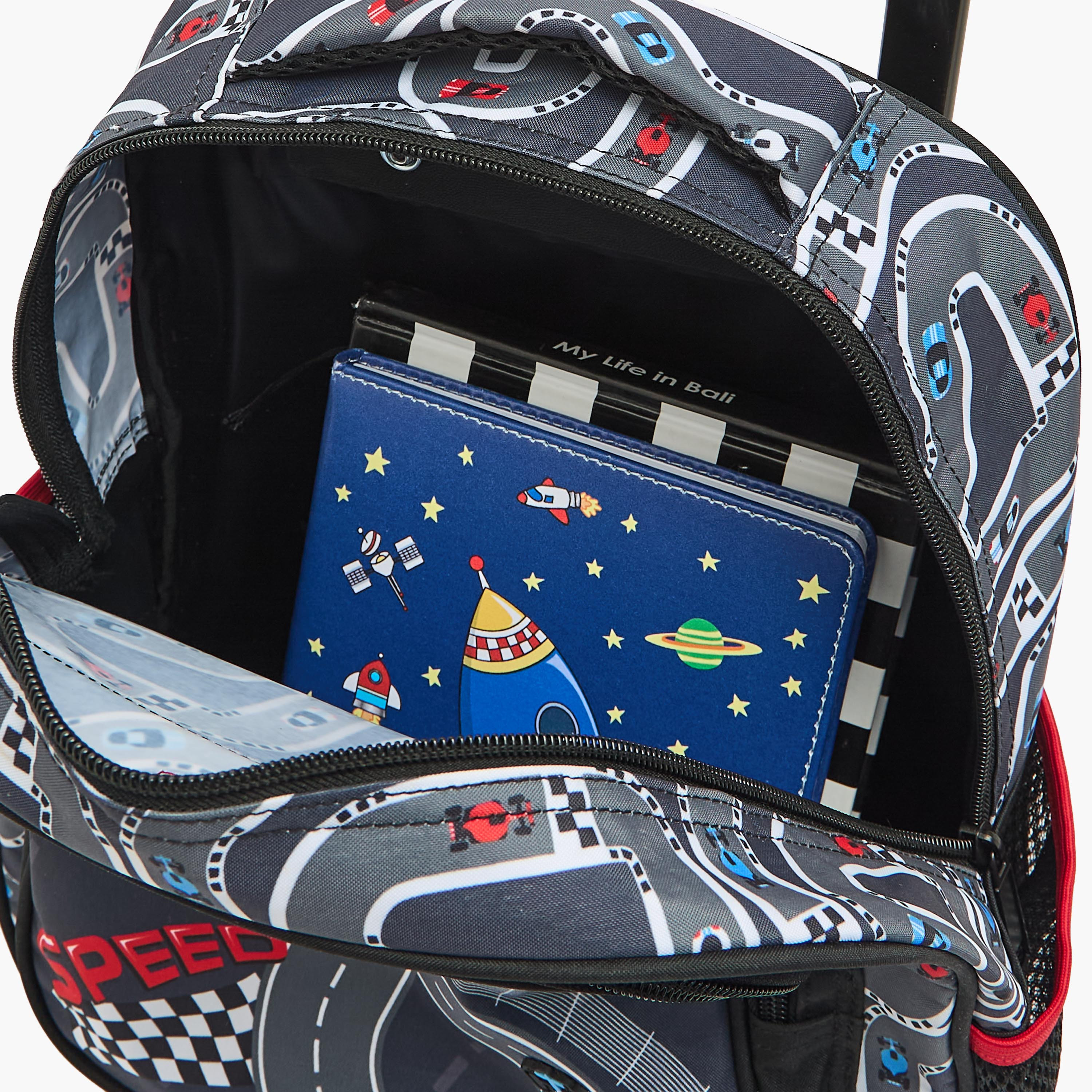 MustTeam Printed 3-Piece School  Trolley Bag Set for Boys 2-5 Years with Lunch Bag - 12 inches-school-bagsandbackpacks-trolleybags-image-9