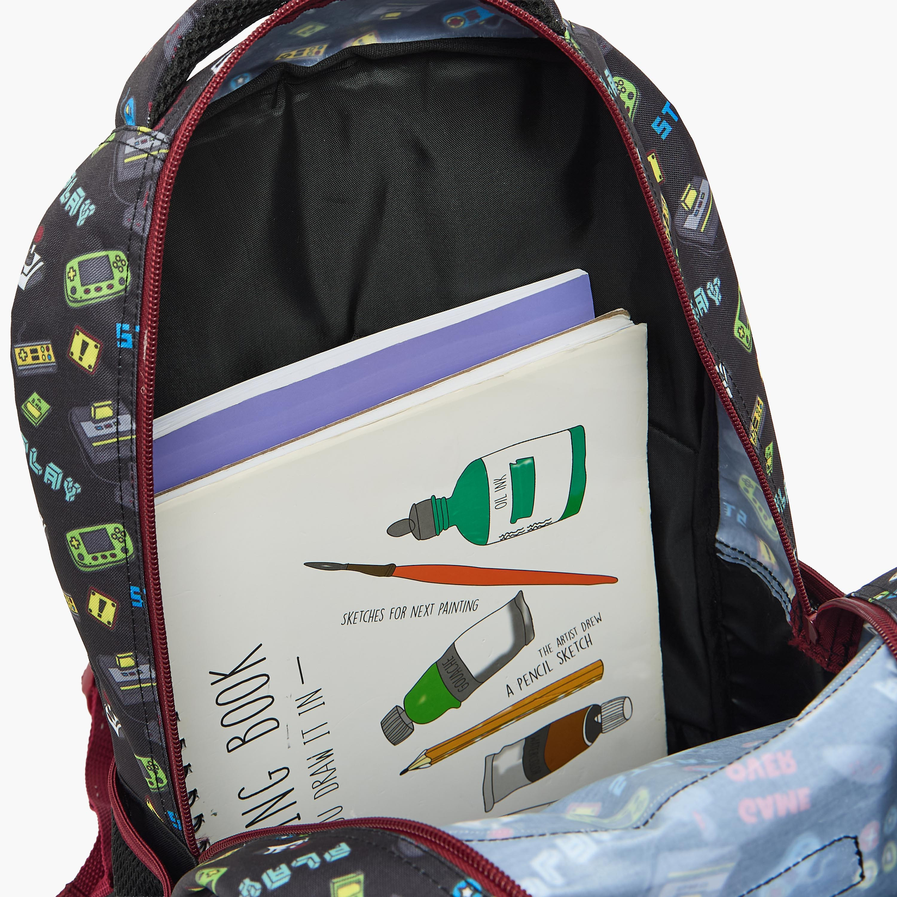 MustTeam Game Print 5-Piece Backpack School Bag Set for Boys 5-8 Years with Lunch Bag - 16 inches-school-bagsandbackpacks-backpacks-image-8