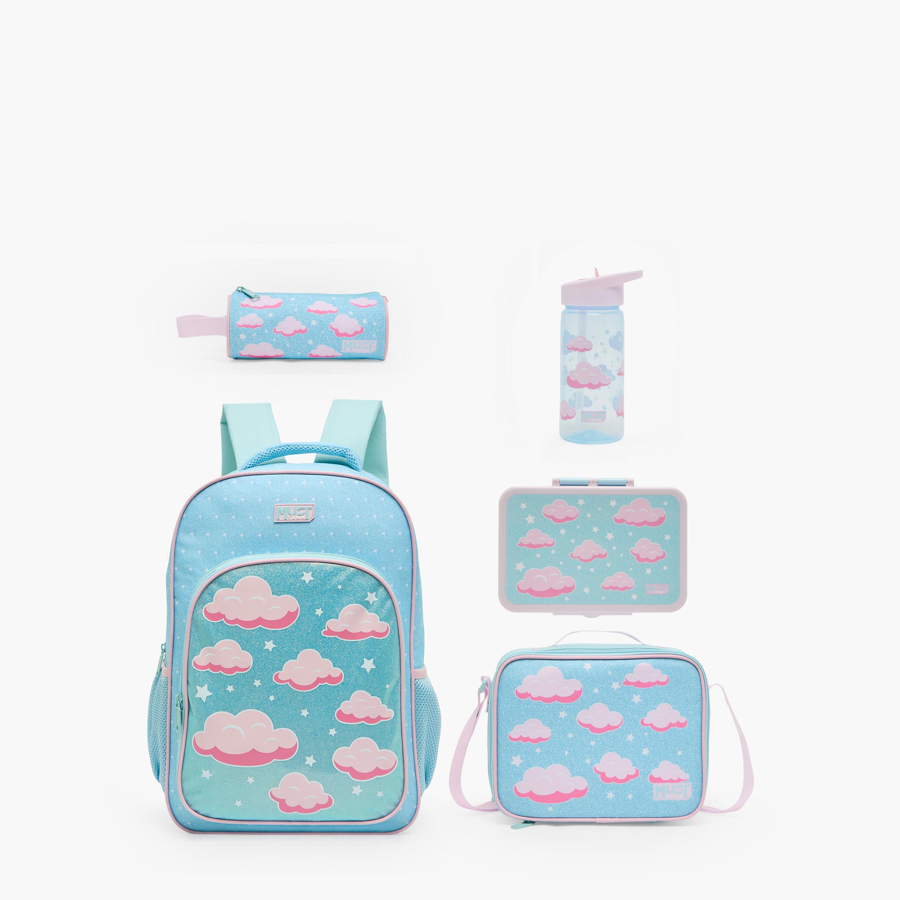 MustTeam Cloud Print 5-Piece School Backpack Set for Girls 5-8 Years with Lunch Bag - 16 inches-school-bagsandbackpacks-backpacks-image-2